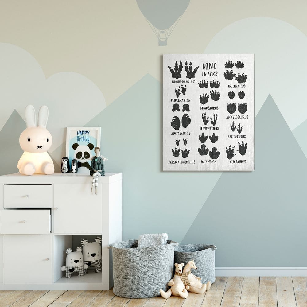 Stupell Industries Children's Rustic Dinosaur Track Chart with Text Canvas Wall Art