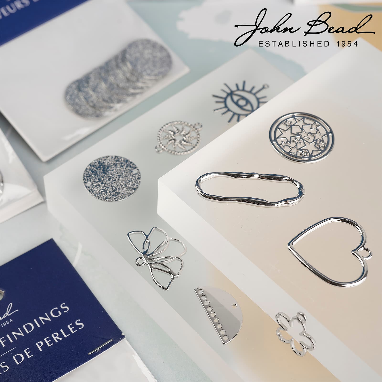 John Bead 21mm Silver Sun Circle Beadwork Pendants, 4ct.