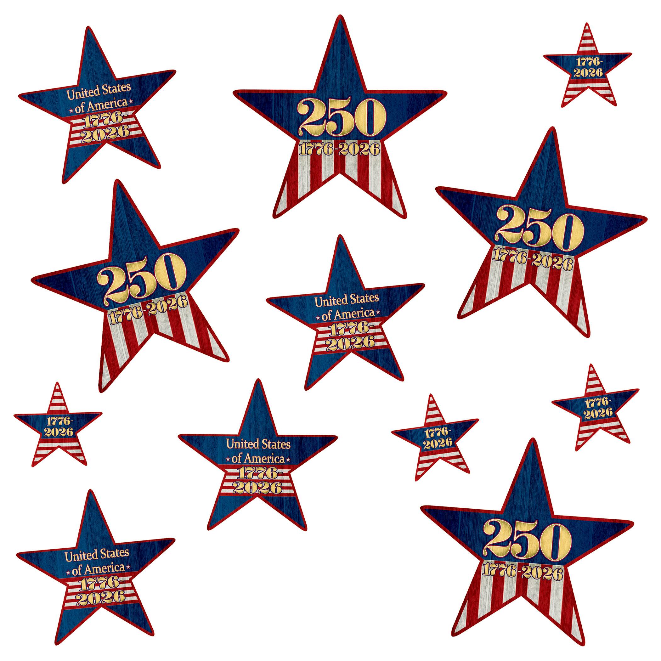 Beistle Semiquincentennial Vintage Star Cutouts, 2 Packs of 6