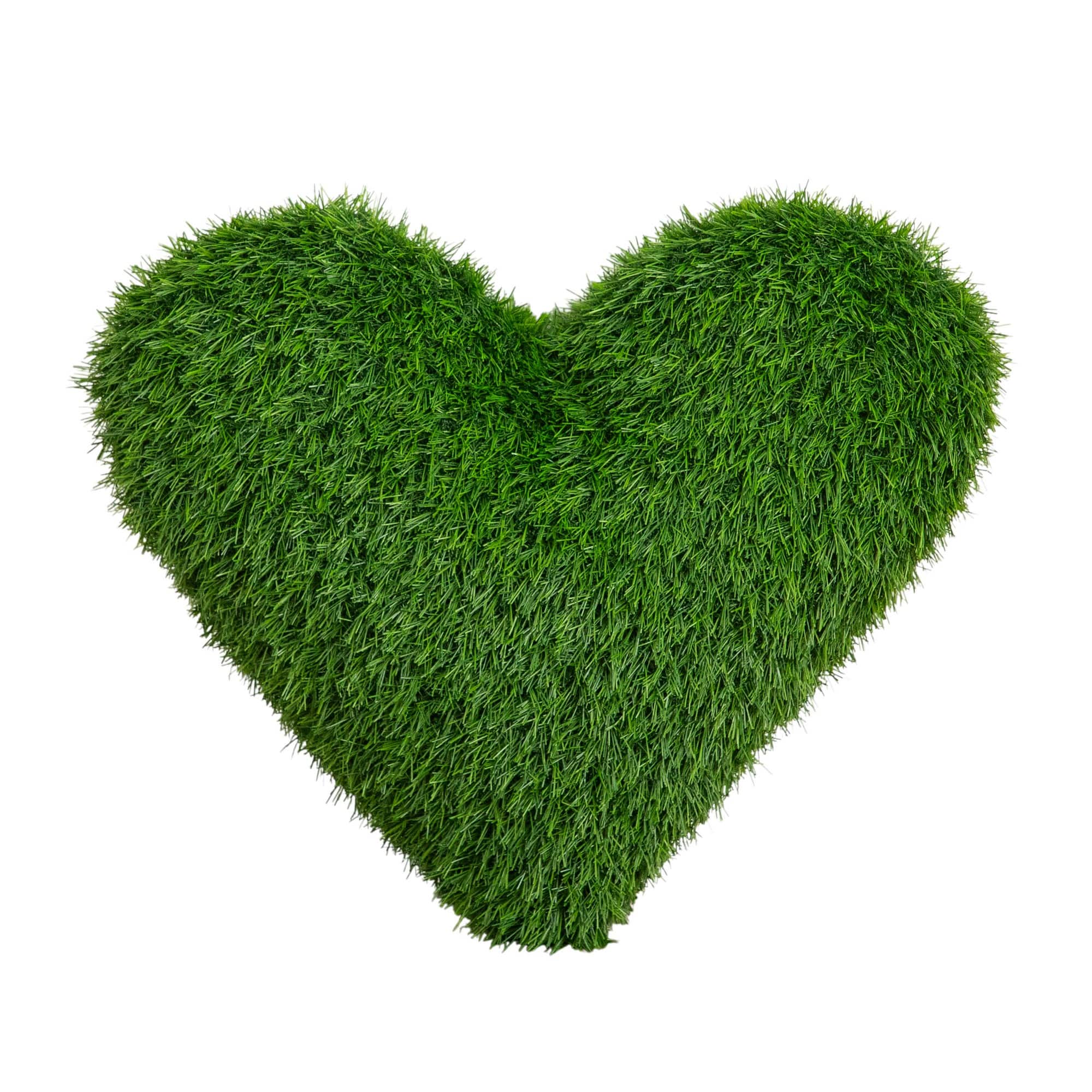 19" UV Resistant Artificial Heart Shaped Grass Pillow Cushion (Indoor/Outdoor)