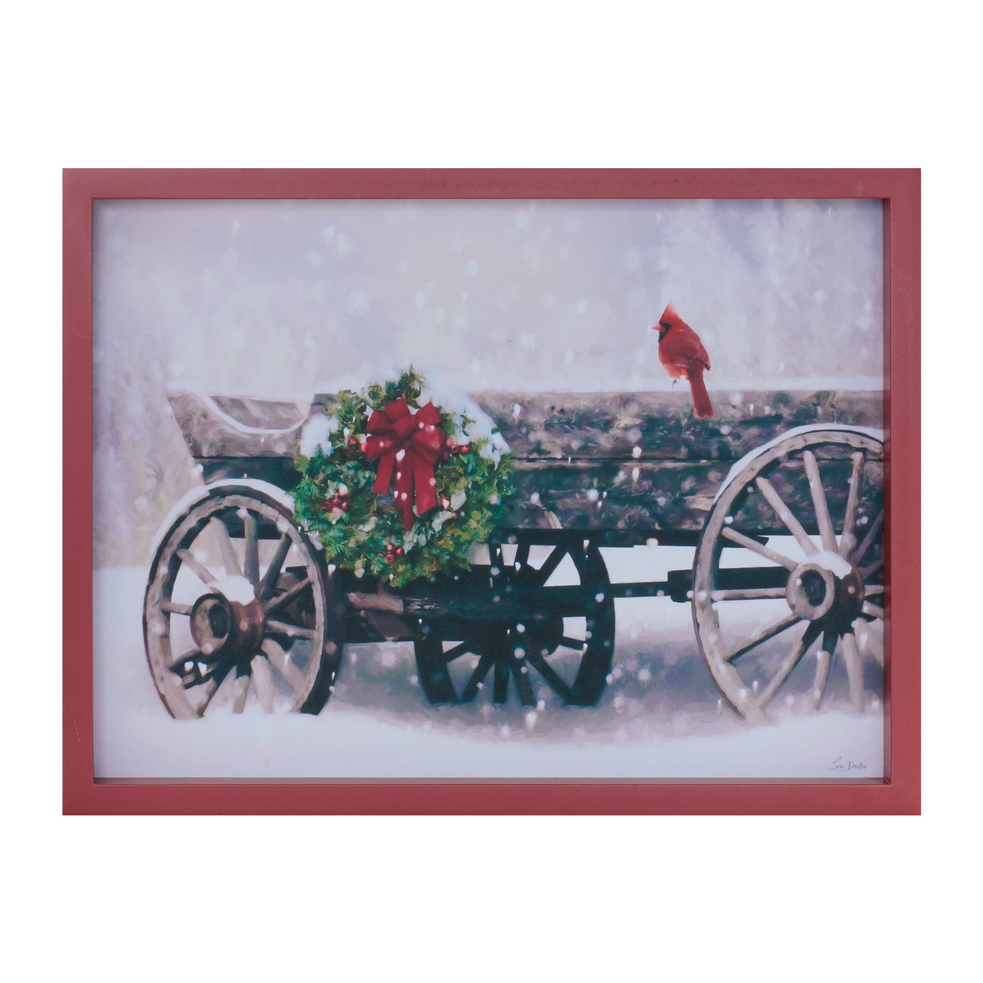 Melrose 16" x 12" Cardinal & Christmas Wagon Framed Wall Art | Michaels®