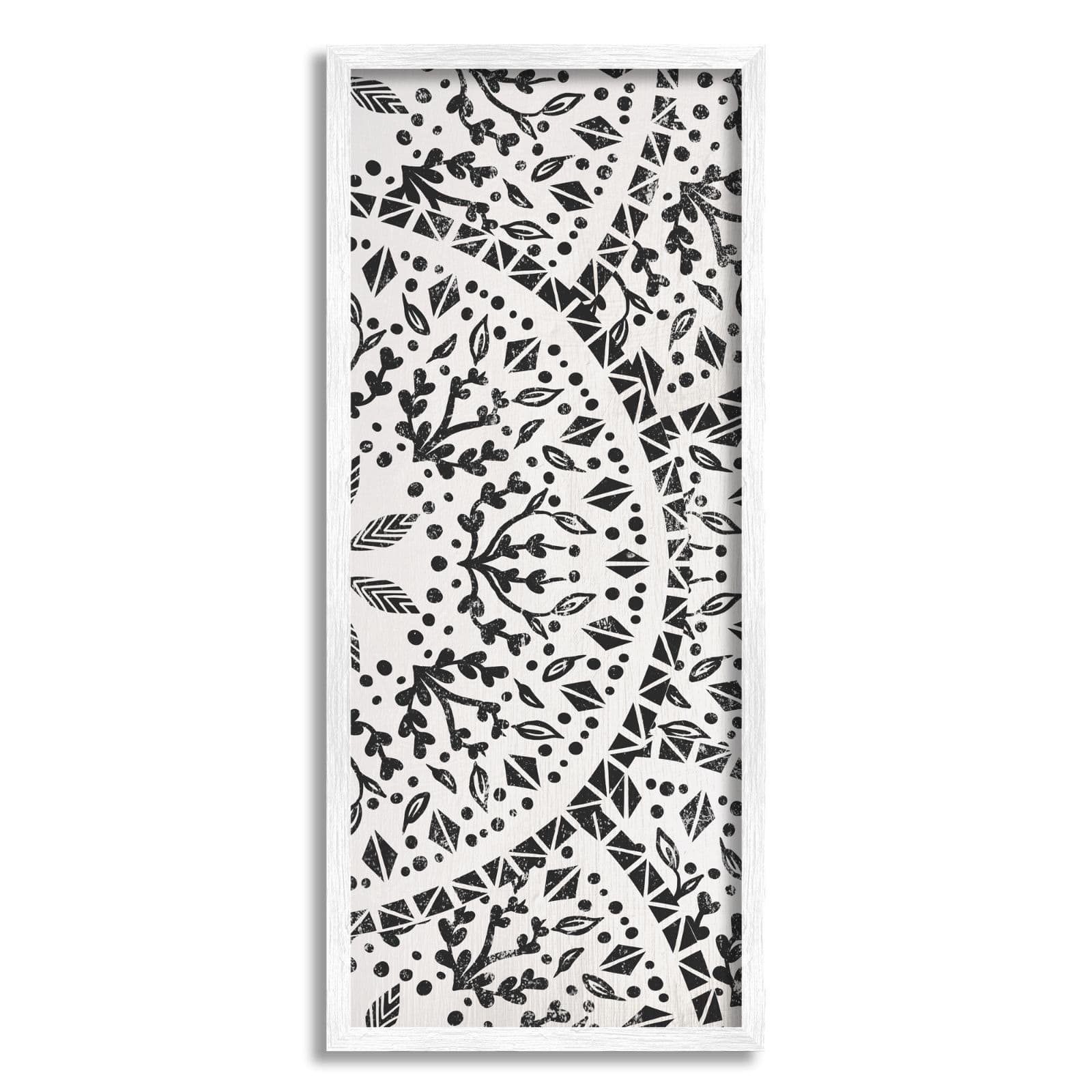 Stupell Industries Boho Fractal Pattern Study Vintage Style Distressed Botanicals Framed Wall Art