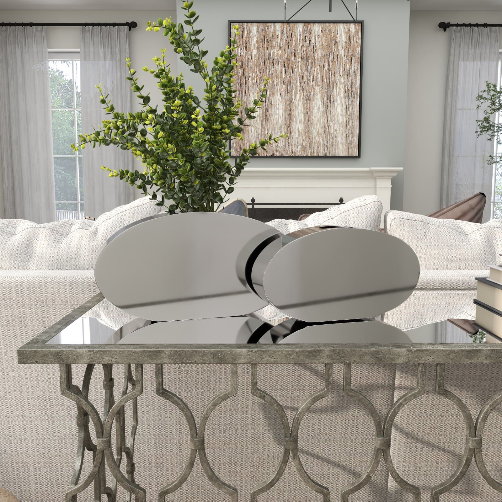 Silver Stainless Steel Vase with a Sleek Mirror Finish Set