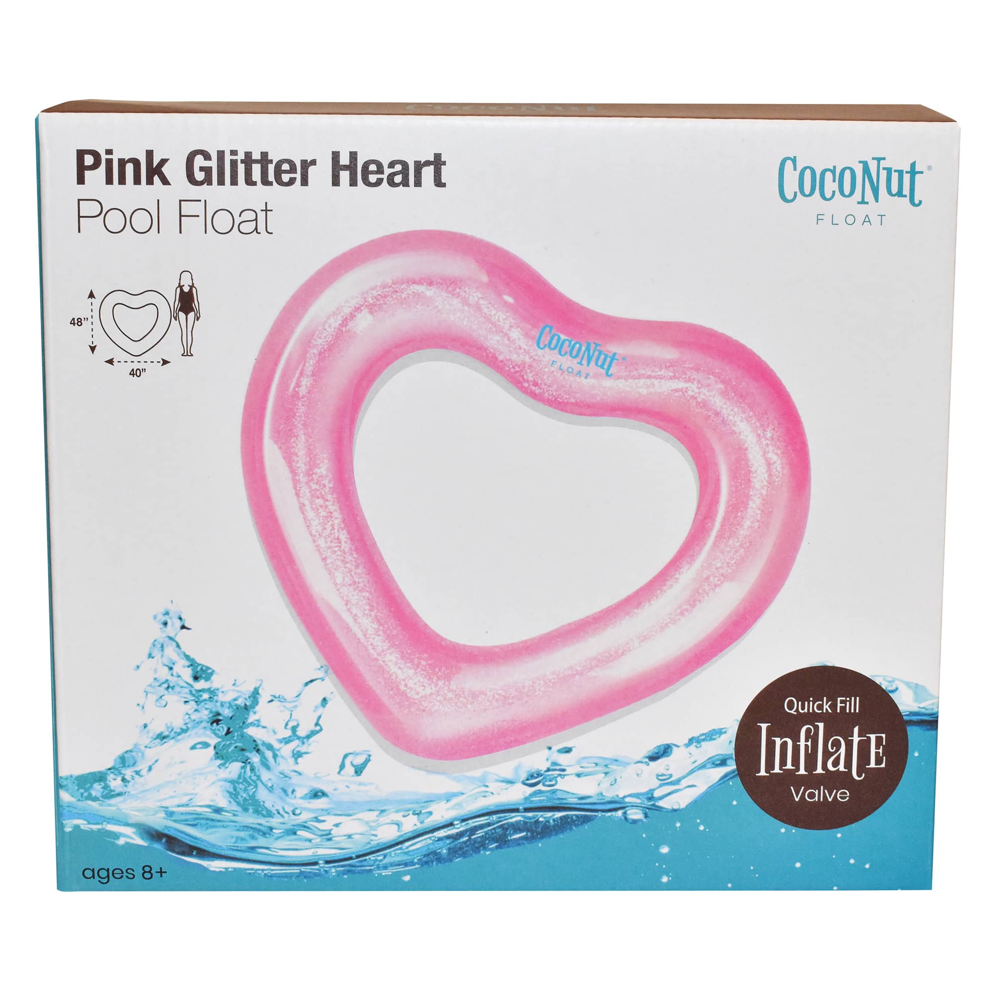 CocoNut Float 4ft. Pink Glitter Heart Pool Float