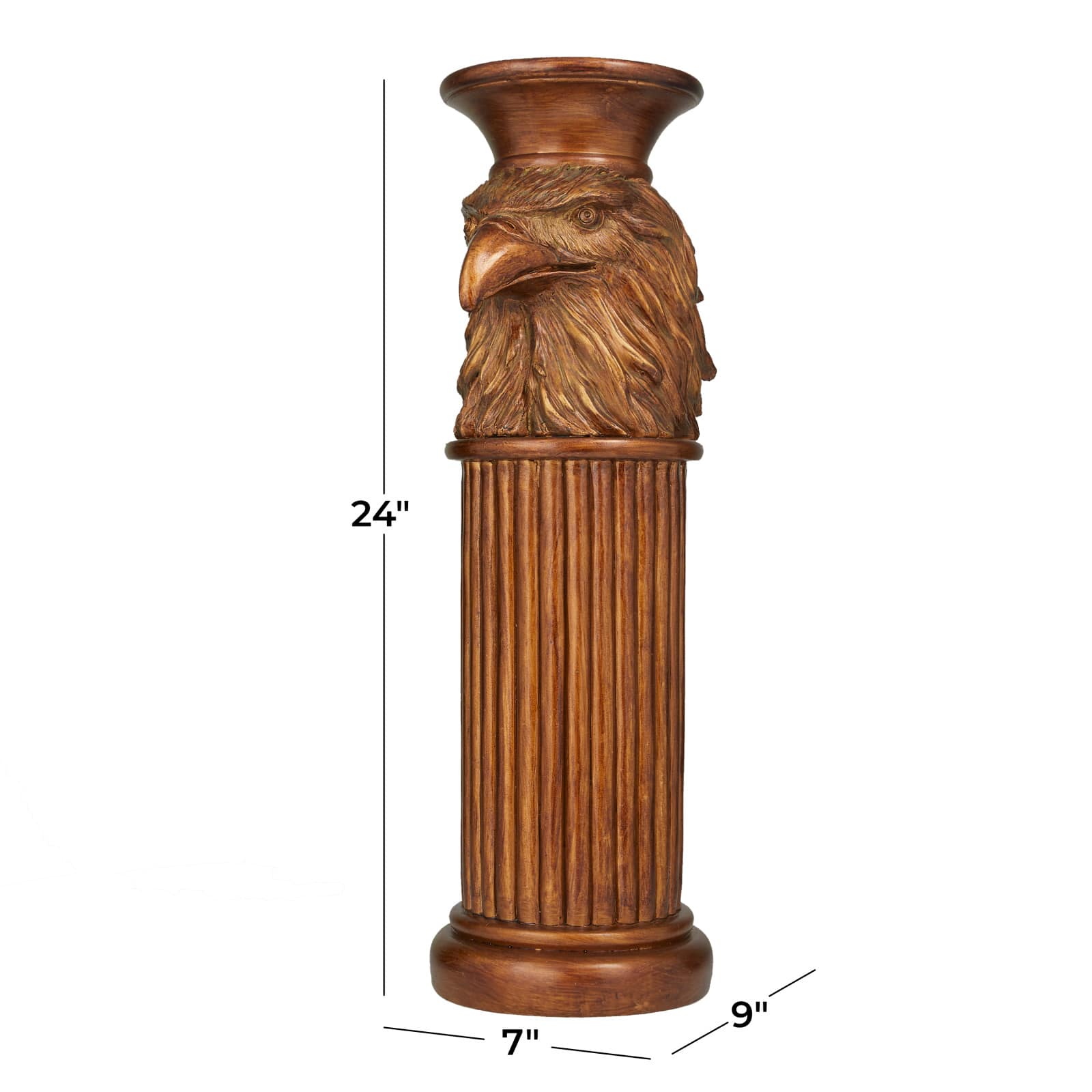 Bronze Polystone Traditional Pedestal Table, 24" x 7" x 9"