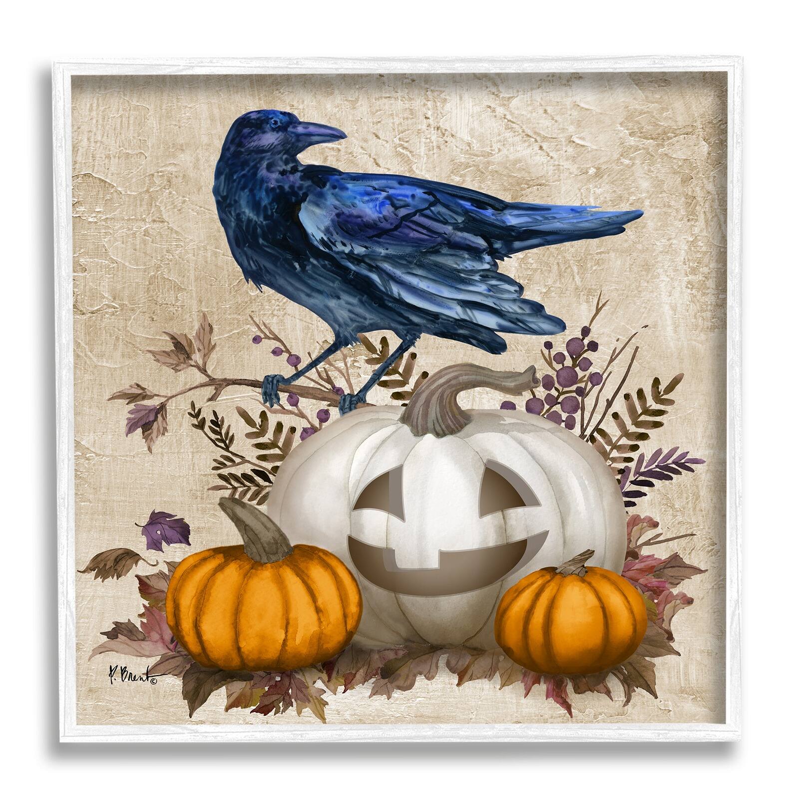 Stupell Industries Raven & Jack-o'-Lantern Framed Giclée Art