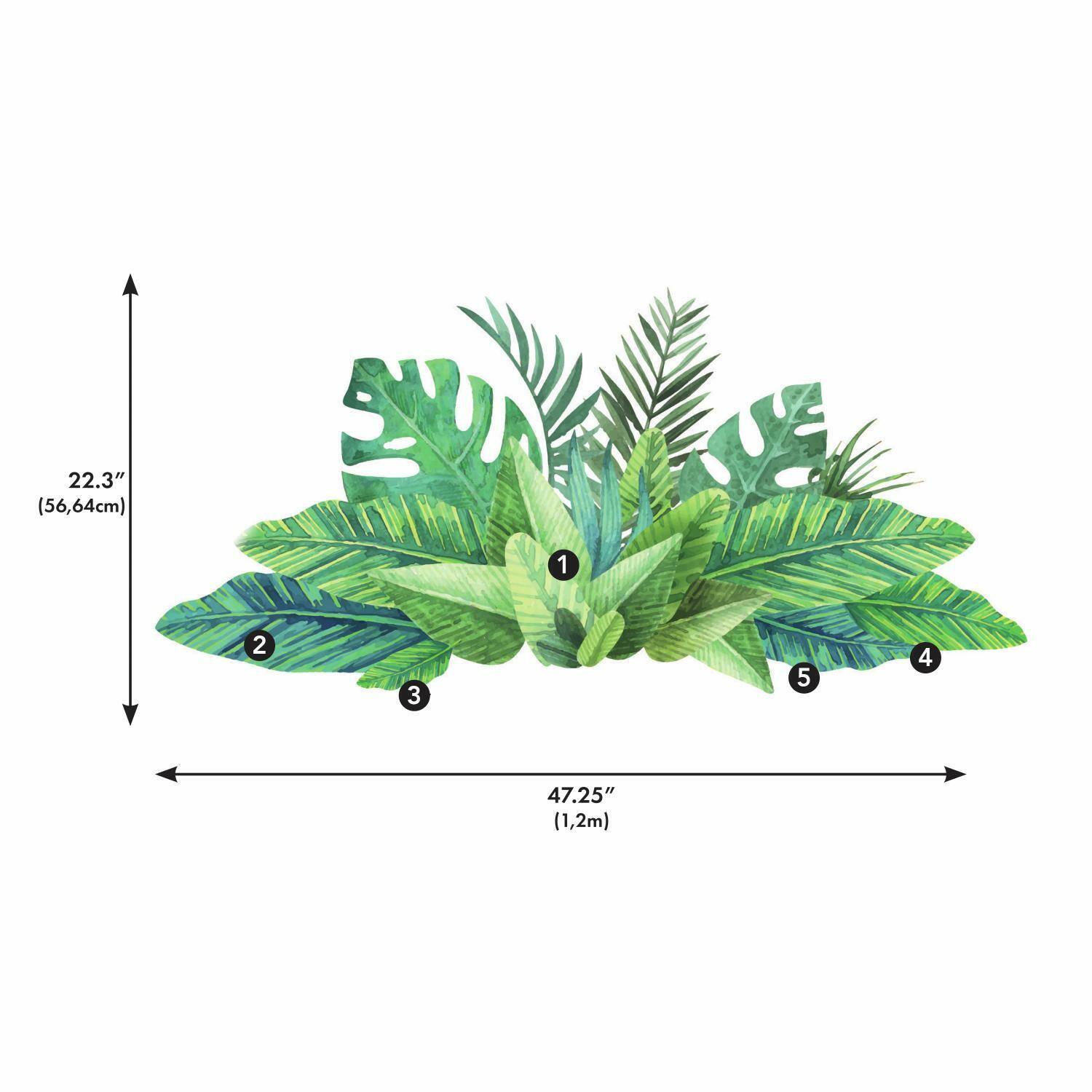 RoomMates Watercolor Tropical Leaves Peel & Stick Giant Decals