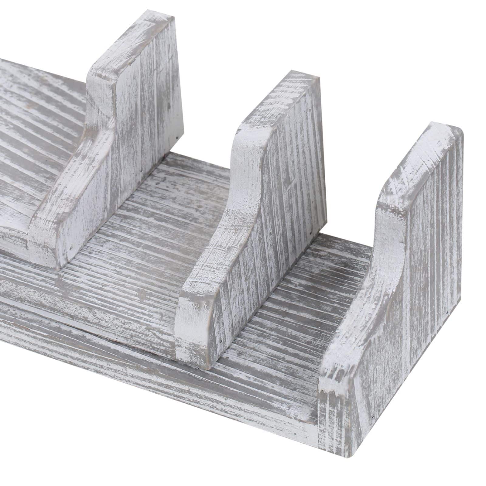 NEX™ Pale Gray Rustic Wood Floating Shelves Set with Metal Brackets