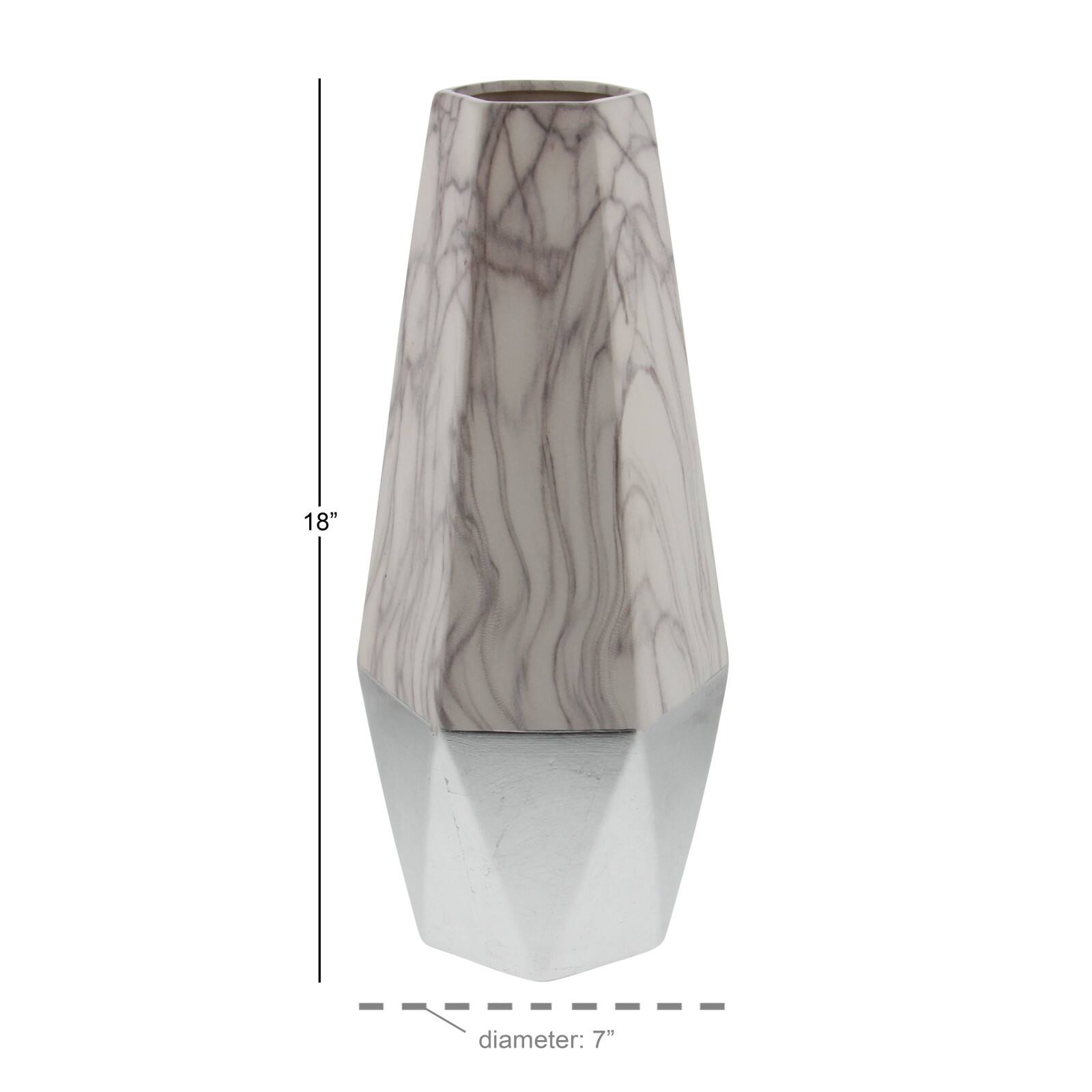 18" Gray Stoneware Contemporary Vase