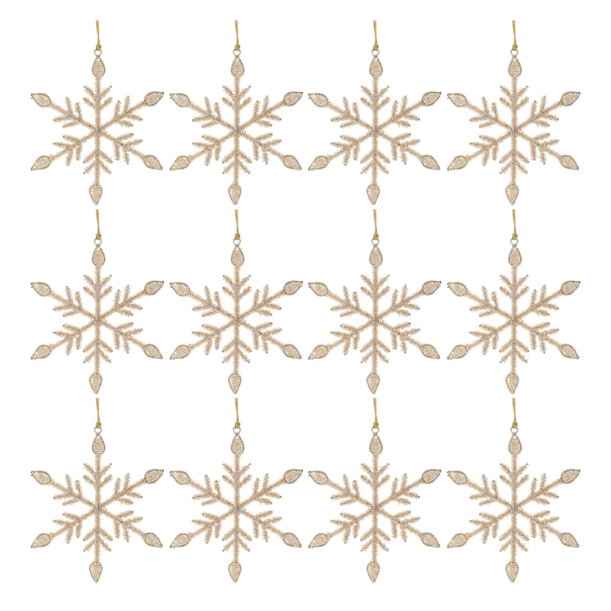 6" Beaded Metal Snowflake Ornaments, 12 ct.