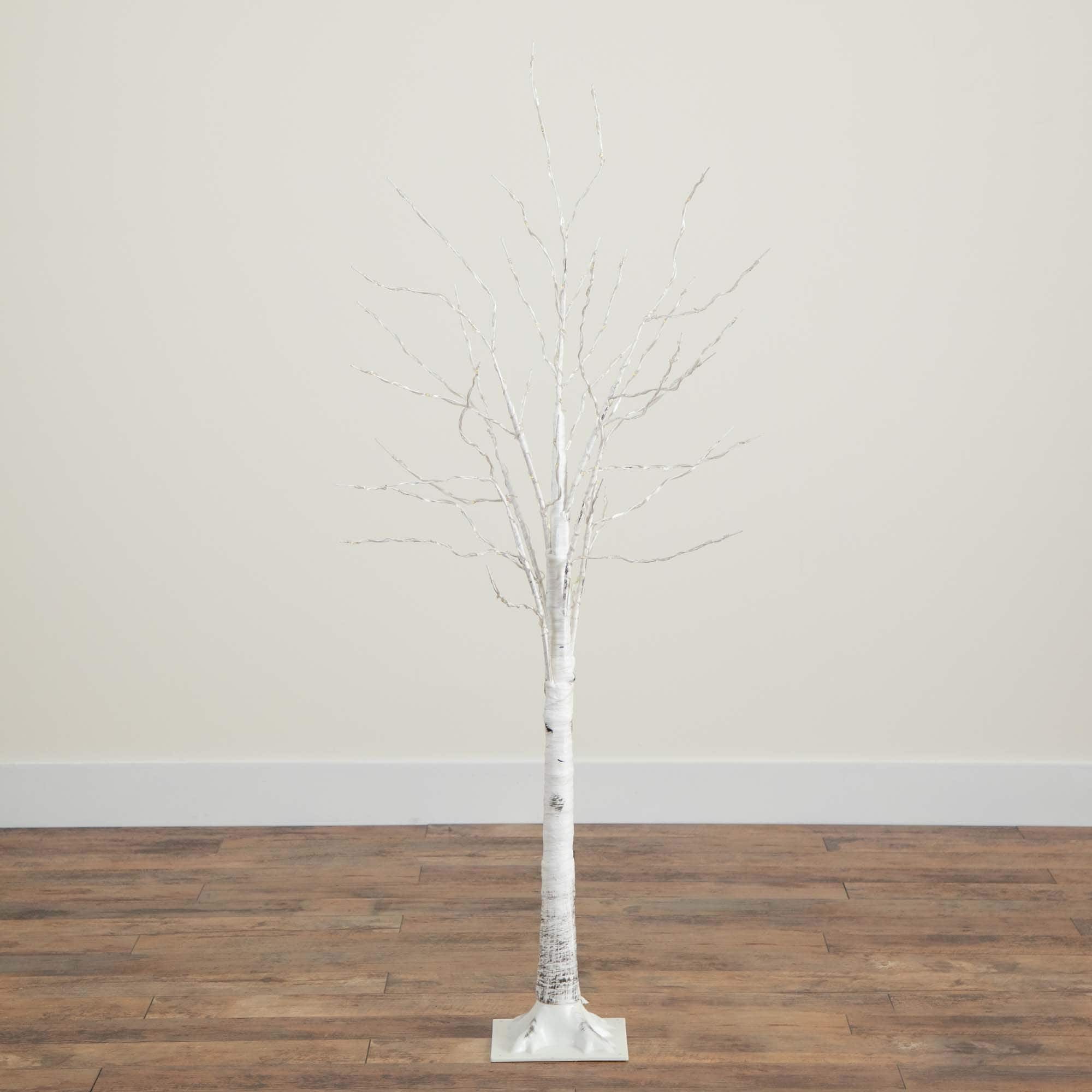 5ft. Pre-Lit White Birch Artificial Christmas Tree, Warm White LED Lights