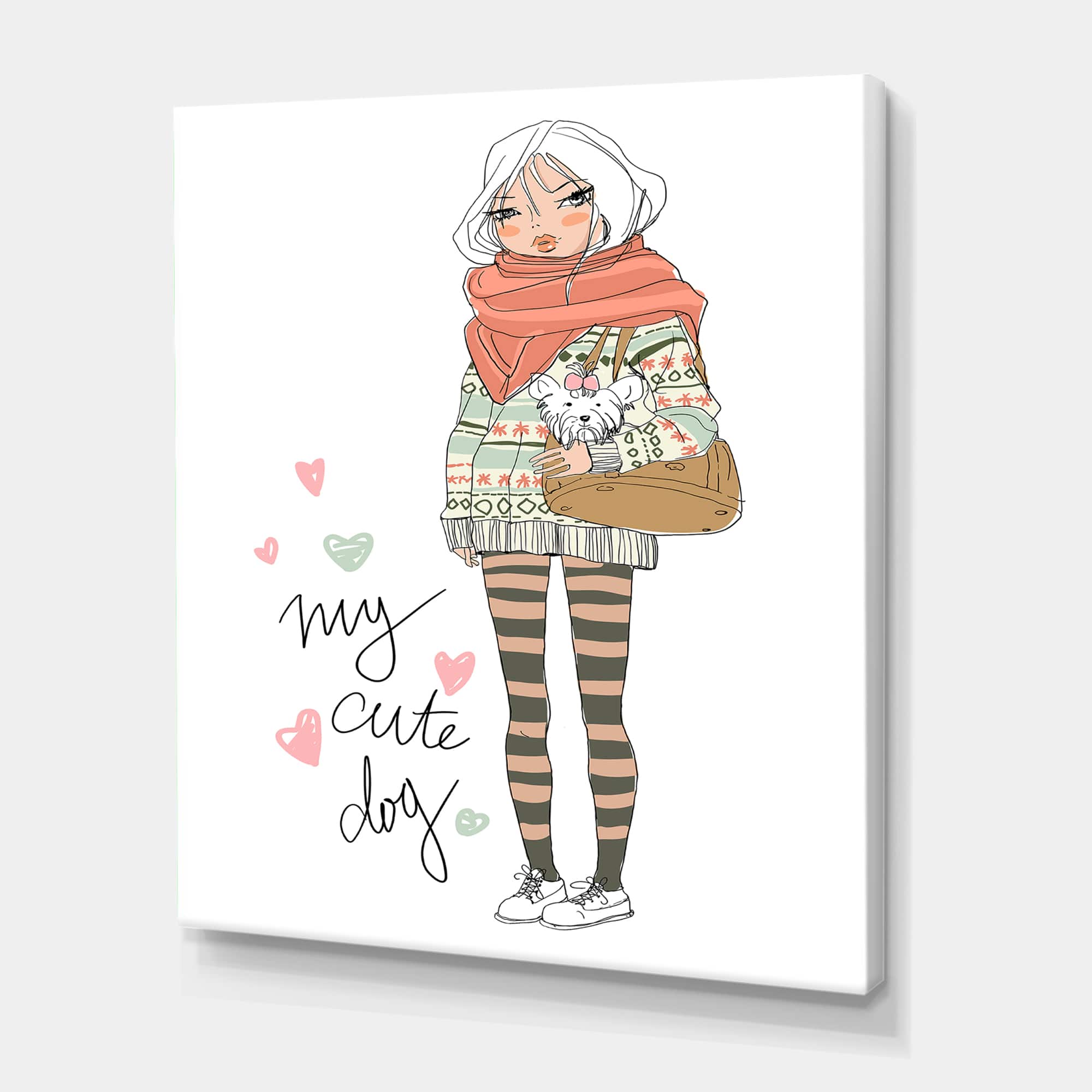 Designart - Cute Girl With Dog