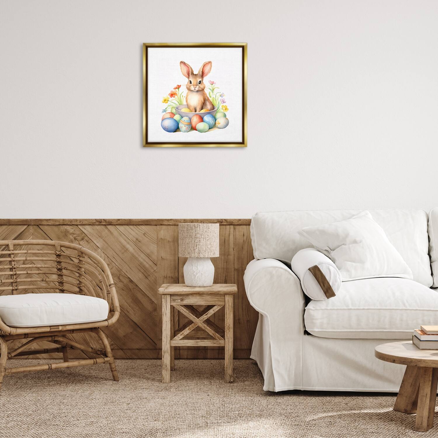 Stupell Industries Easter Bunny & Eggs Floater Framed Art