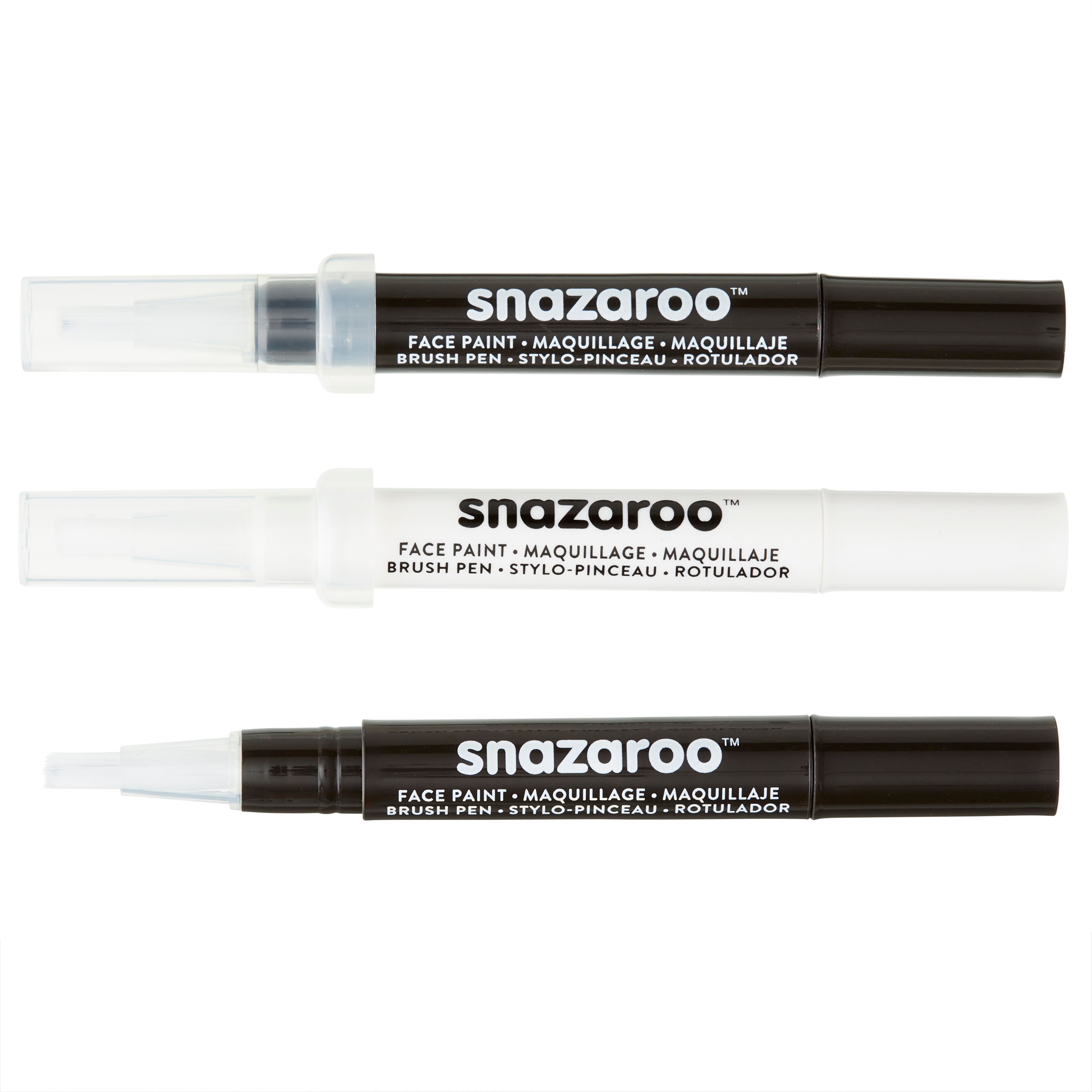 12 Packs: 3 ct. (36 total) Snazaroo™ Face Paint Brush Pen, Monochrome