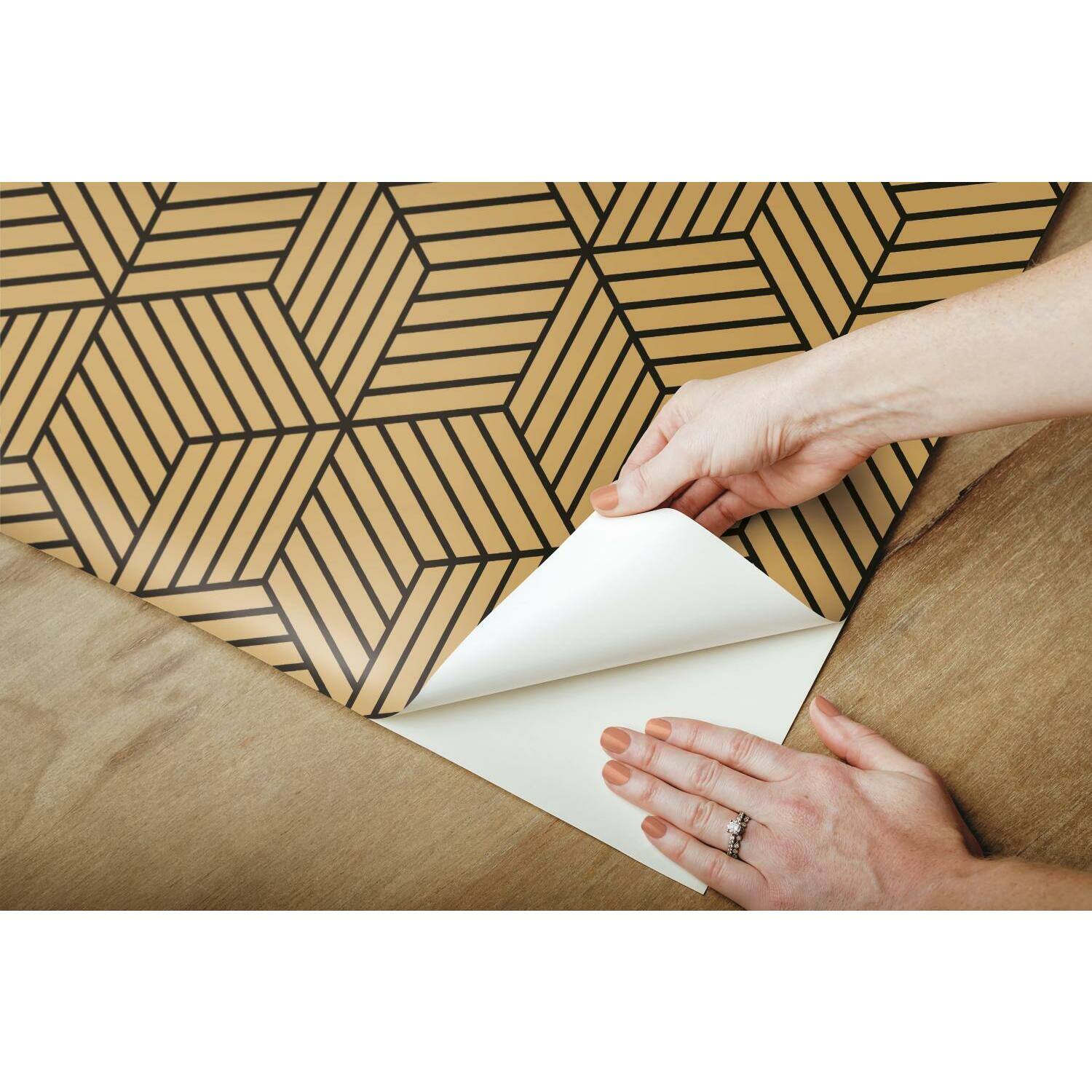 RoomMates Stripped Hexagon Peel & Stick Wallpaper