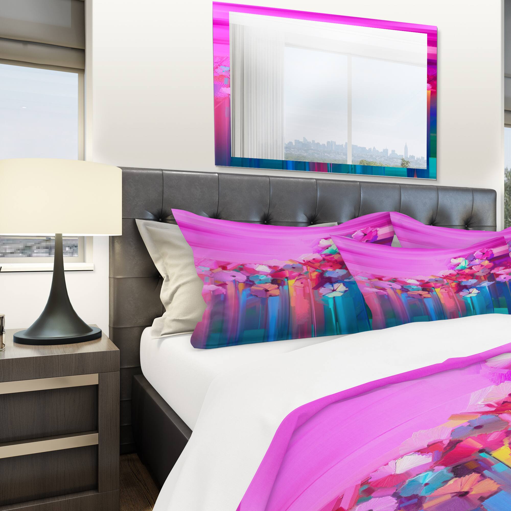 Designart 'Abstract Red Gerbera Summer Season Flower' Modern & Contemporary Bedding Set - Duvet Cover & Shams
