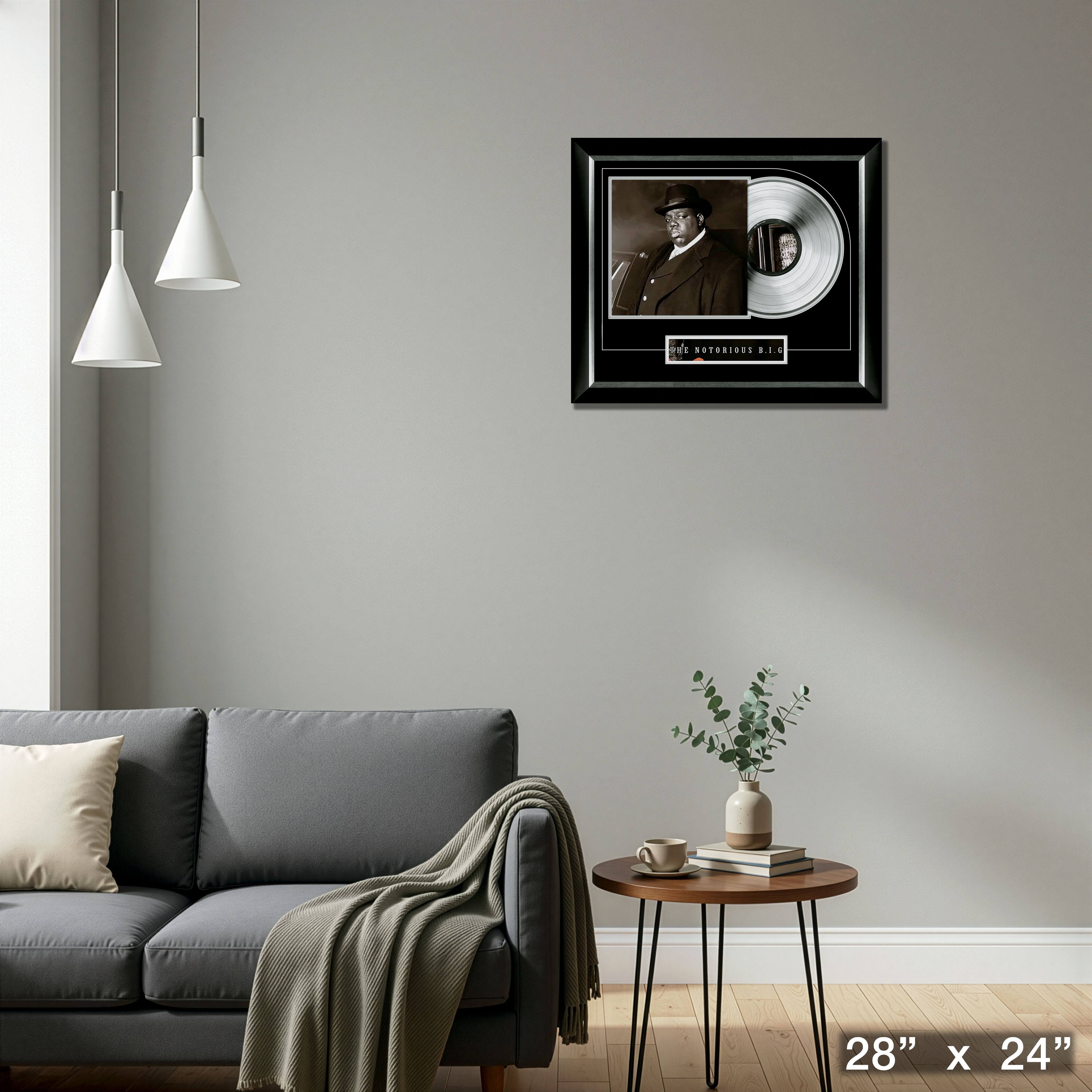 Notorious BIG Life After Death Music Cover Framed with Silver Vinyl 28" x 24"