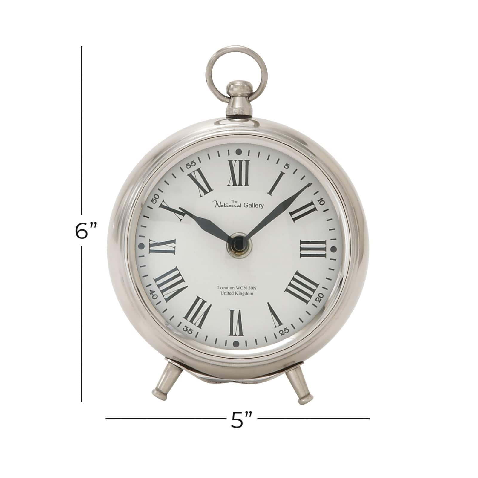 6" Silver Stainless Steel & Aluminum Round Clock
