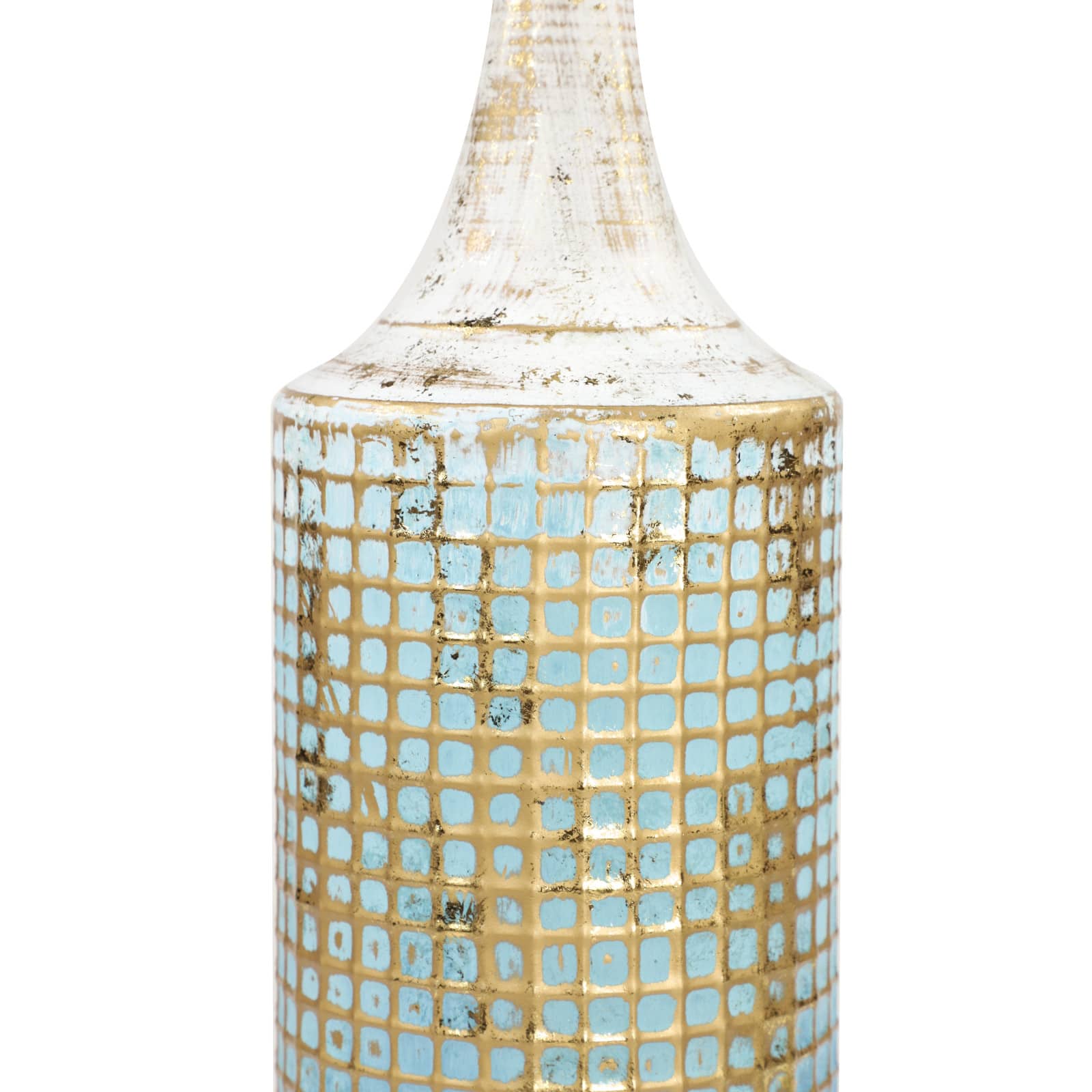 Set of 2 Turquoise Metal Rustic Vase, 25", 18"