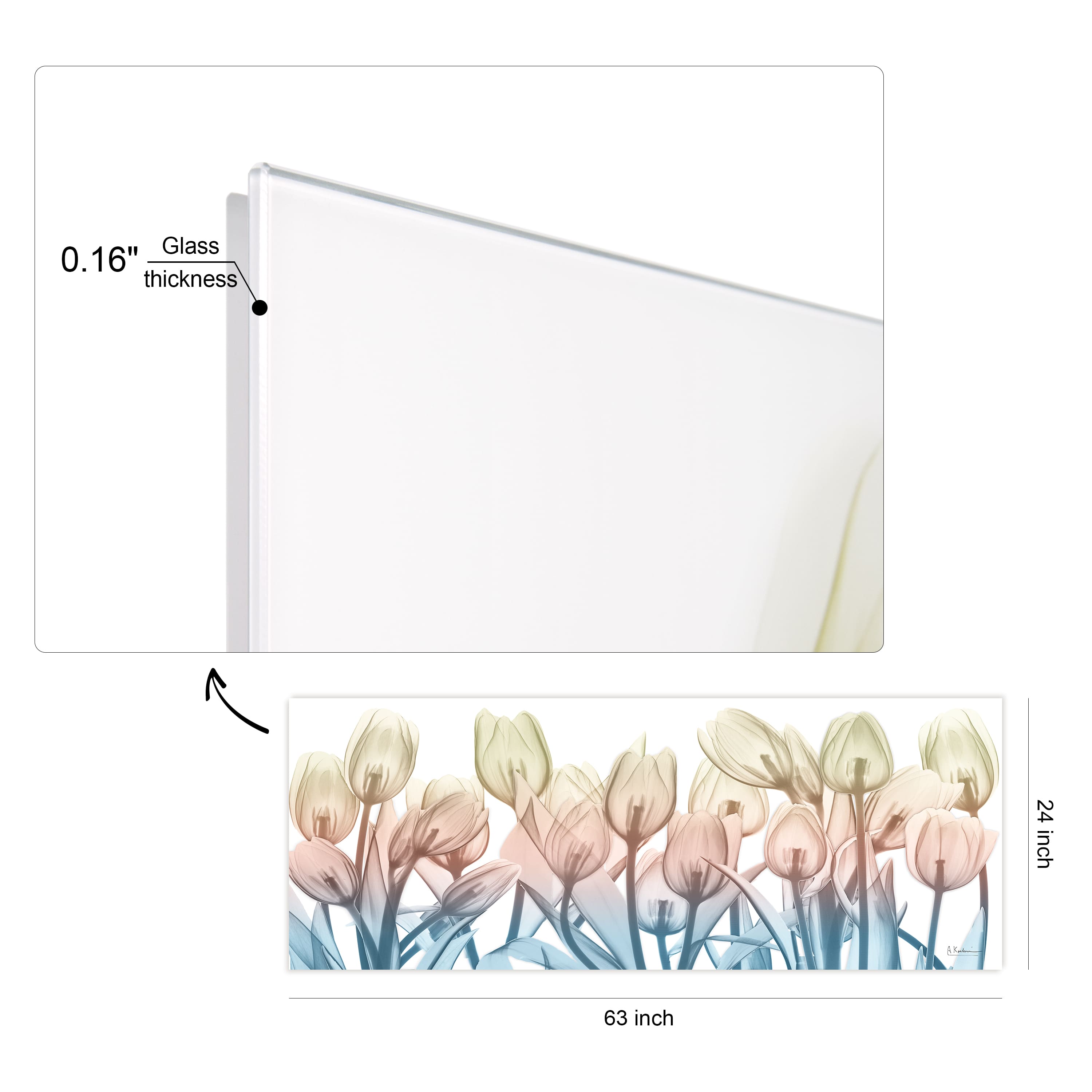 Empire Art Direct 24" x 63" Spring Blooms Frameless Free Floating Printed Tempered Glass Wall Art