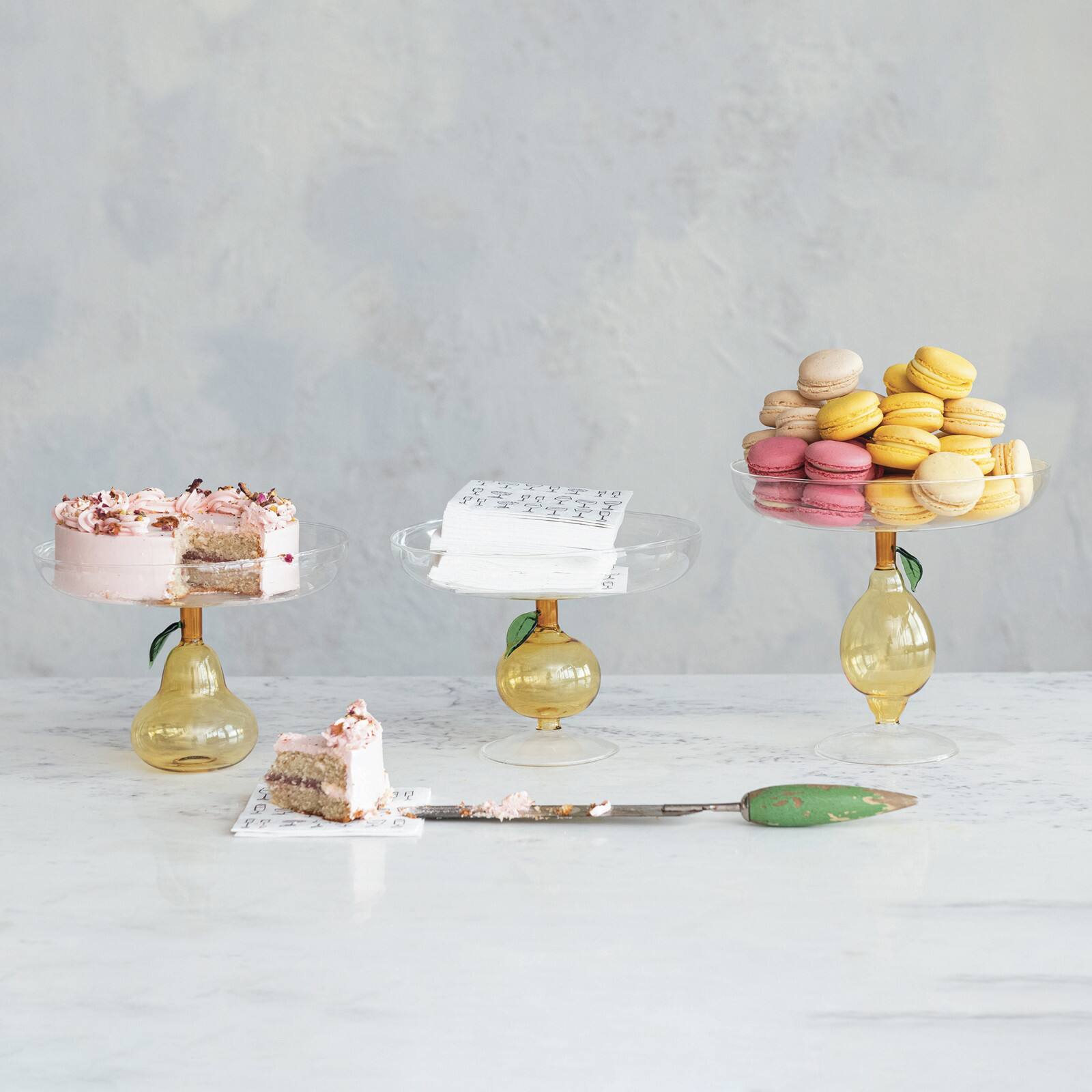 Hello Honey® 7.75" Pear Perfection Glass Food Pedestal