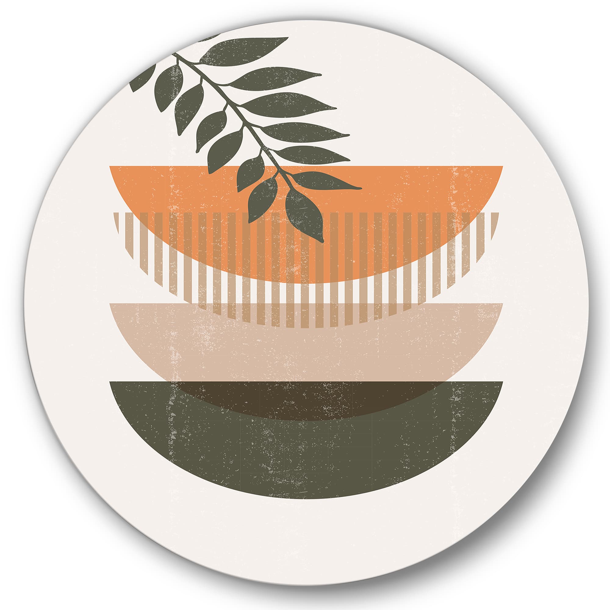 Designart - Abstract Geometrical Sun and Moon With Leaf II