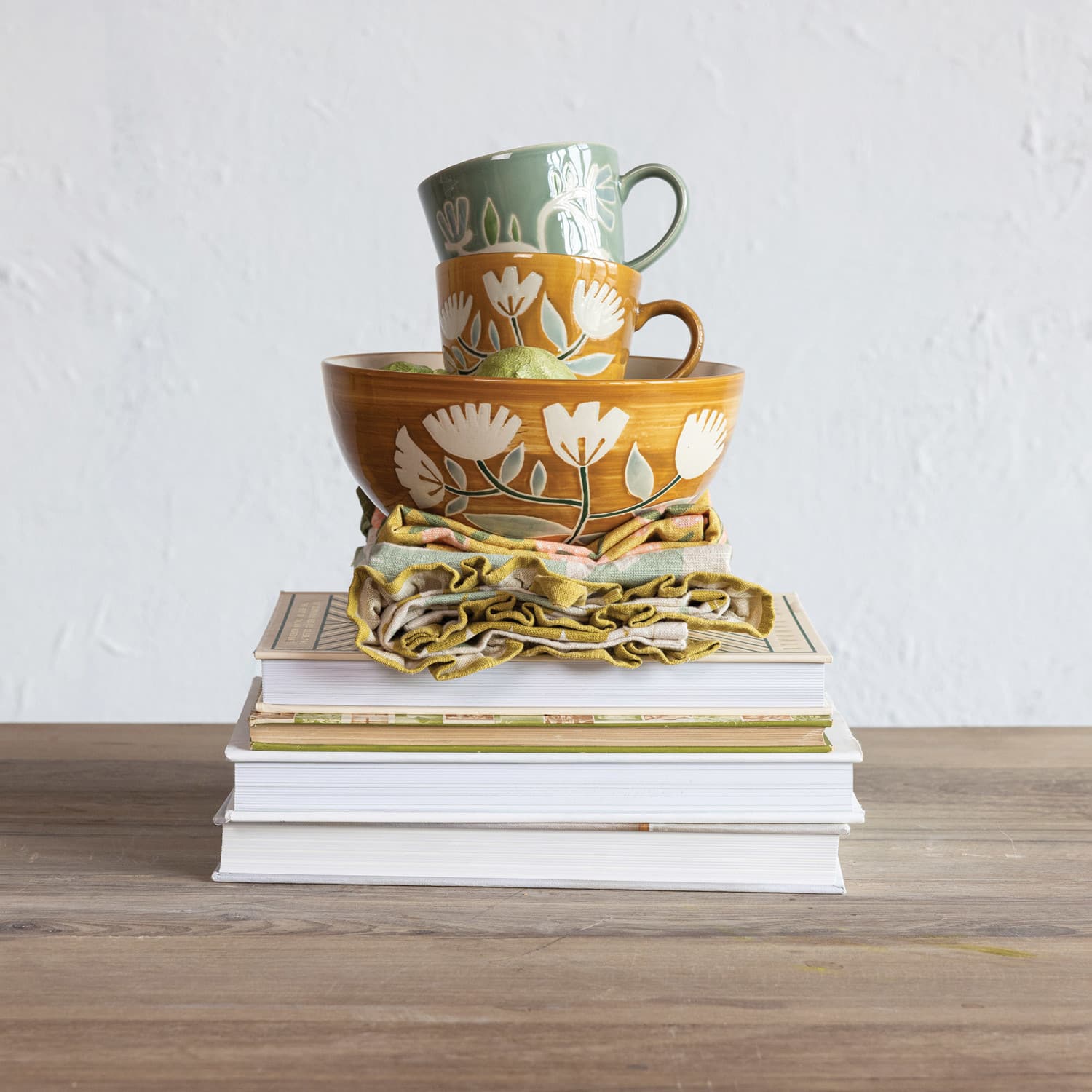 Hello Honey® 8" Hand-Painted Wax Relief Pattern Stoneware Bowls, 6ct.