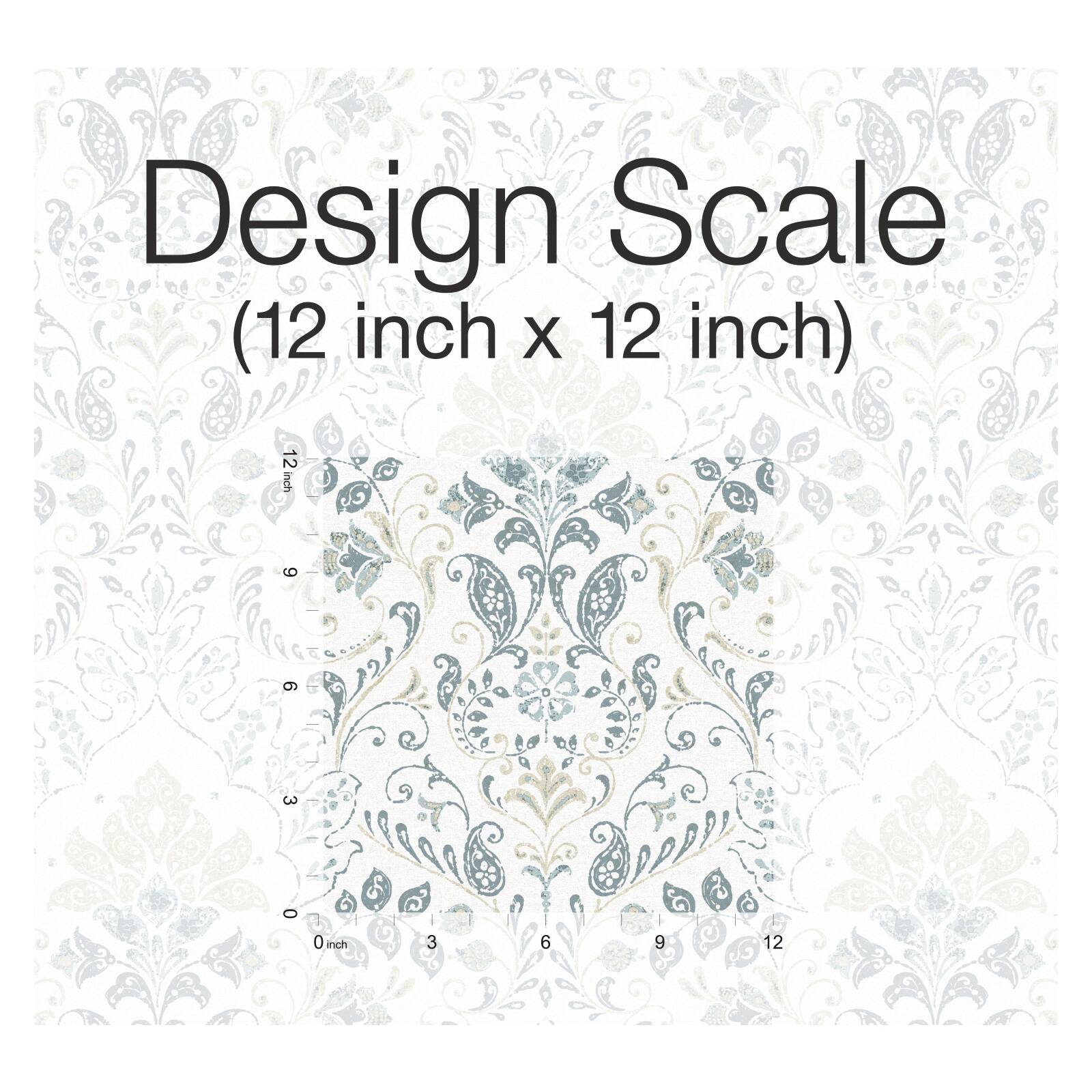 RoomMates White & Blue Persian Damask Peel & Stick Wallpaper