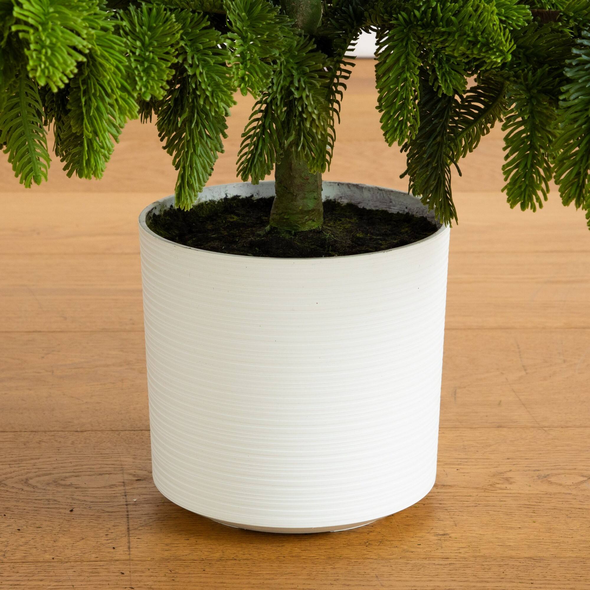 Nearly Natural 4ft. Unlit Artificial Real Touch Fir Christmas Tree in White Decorative Planter