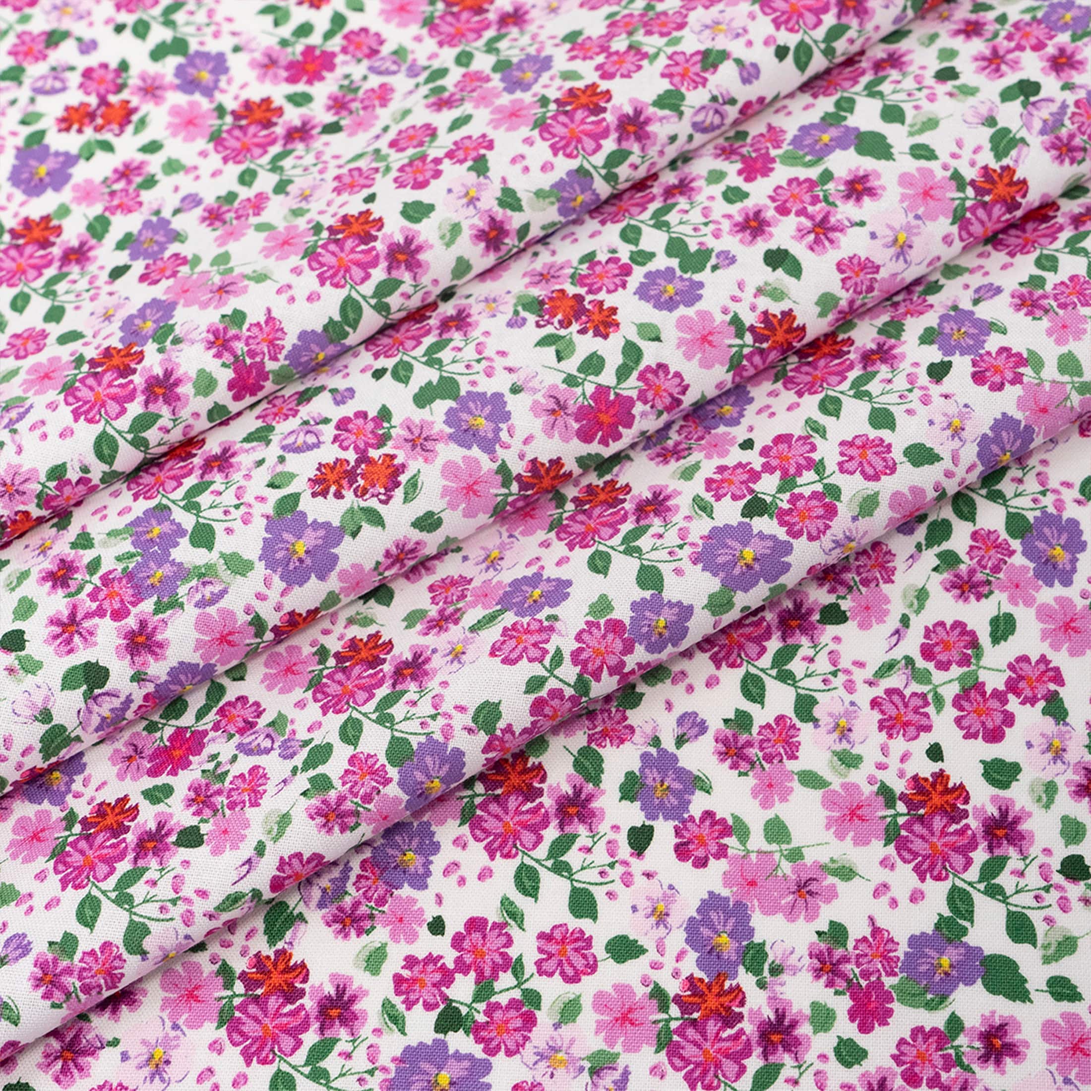 SINGER Packed Pink Flowers Print Cotton Fabric