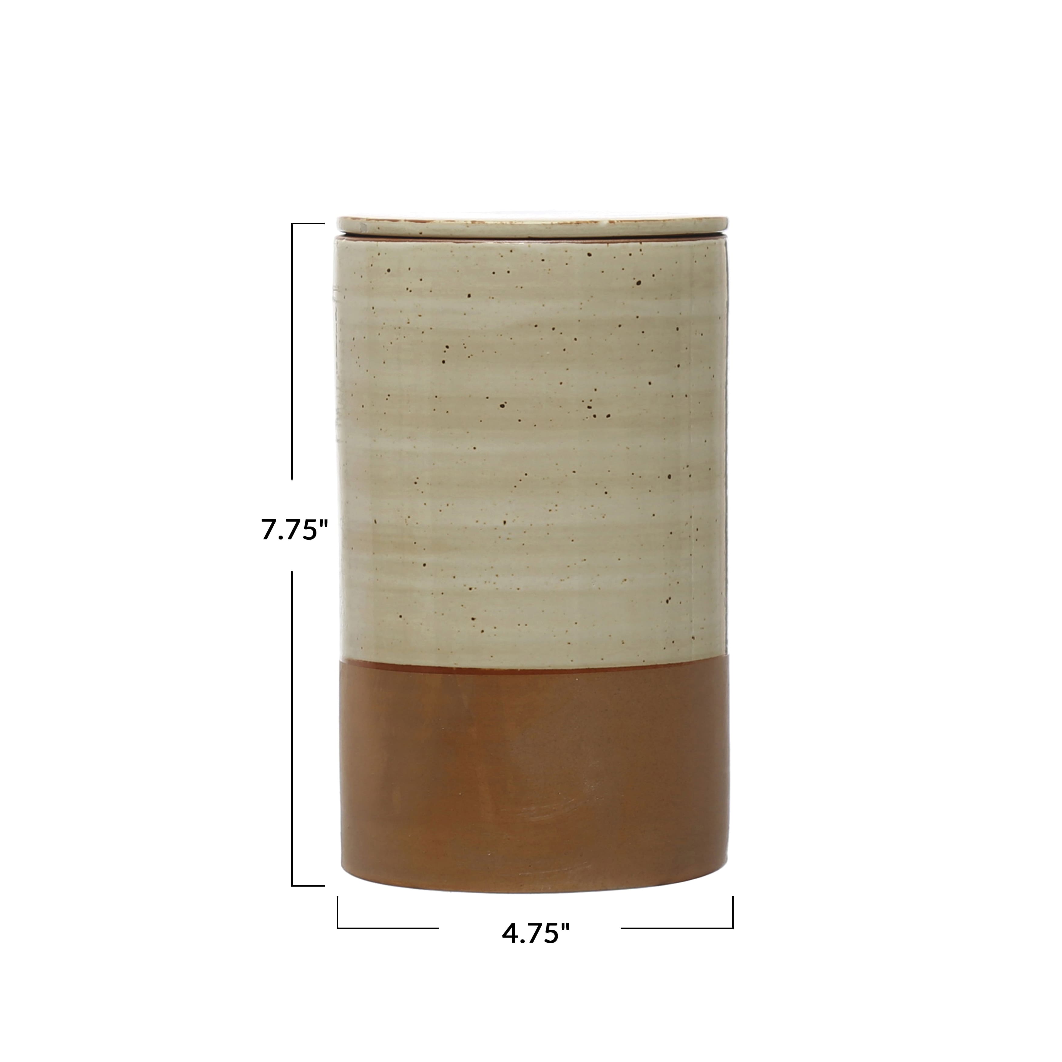 Hello Honey® Natural Brown Stoneware 2-Tone Canister with Lid