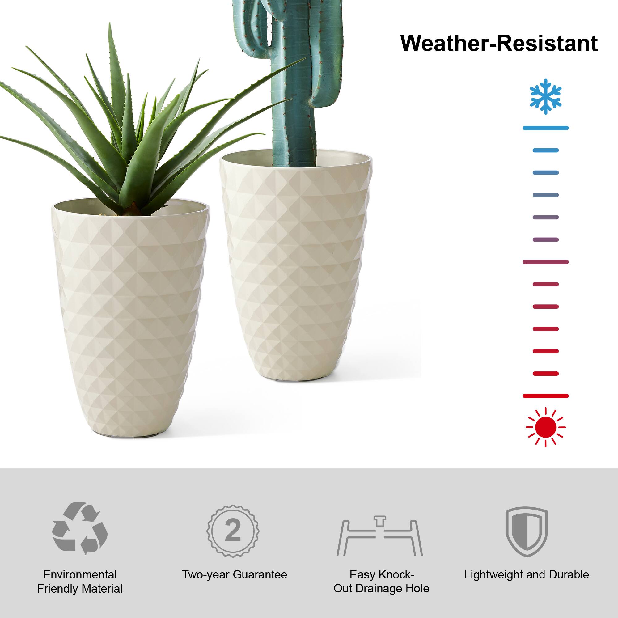 Glitzhome® 19.7" Eco-Friendly Oversized Faux Ceramic Pot Planters, 2ct.