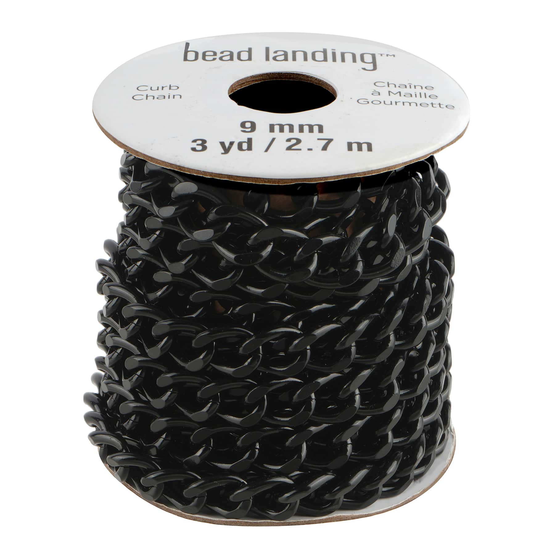 9mm Black Curb Chain Spool, 3yd. by Bead Landing™
