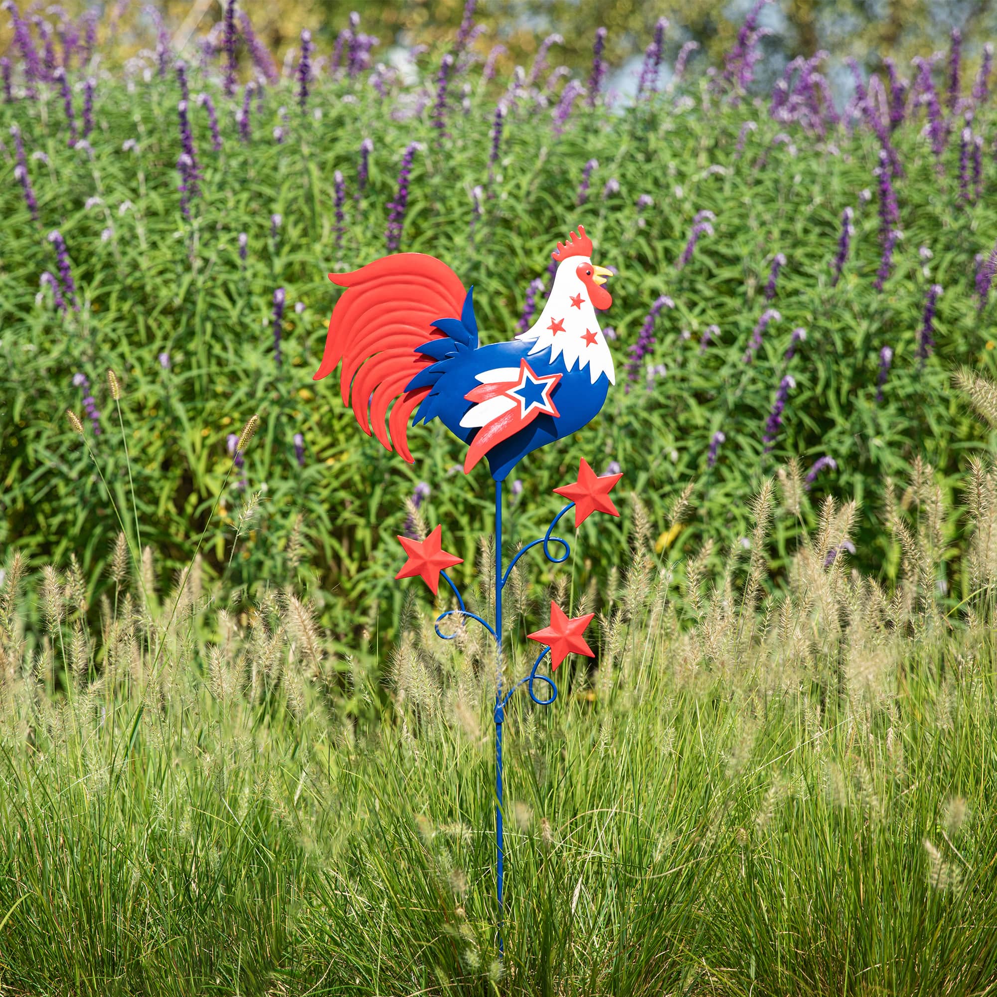 Glitzhome® 35.7" Patriotic Rooster Yard Stake