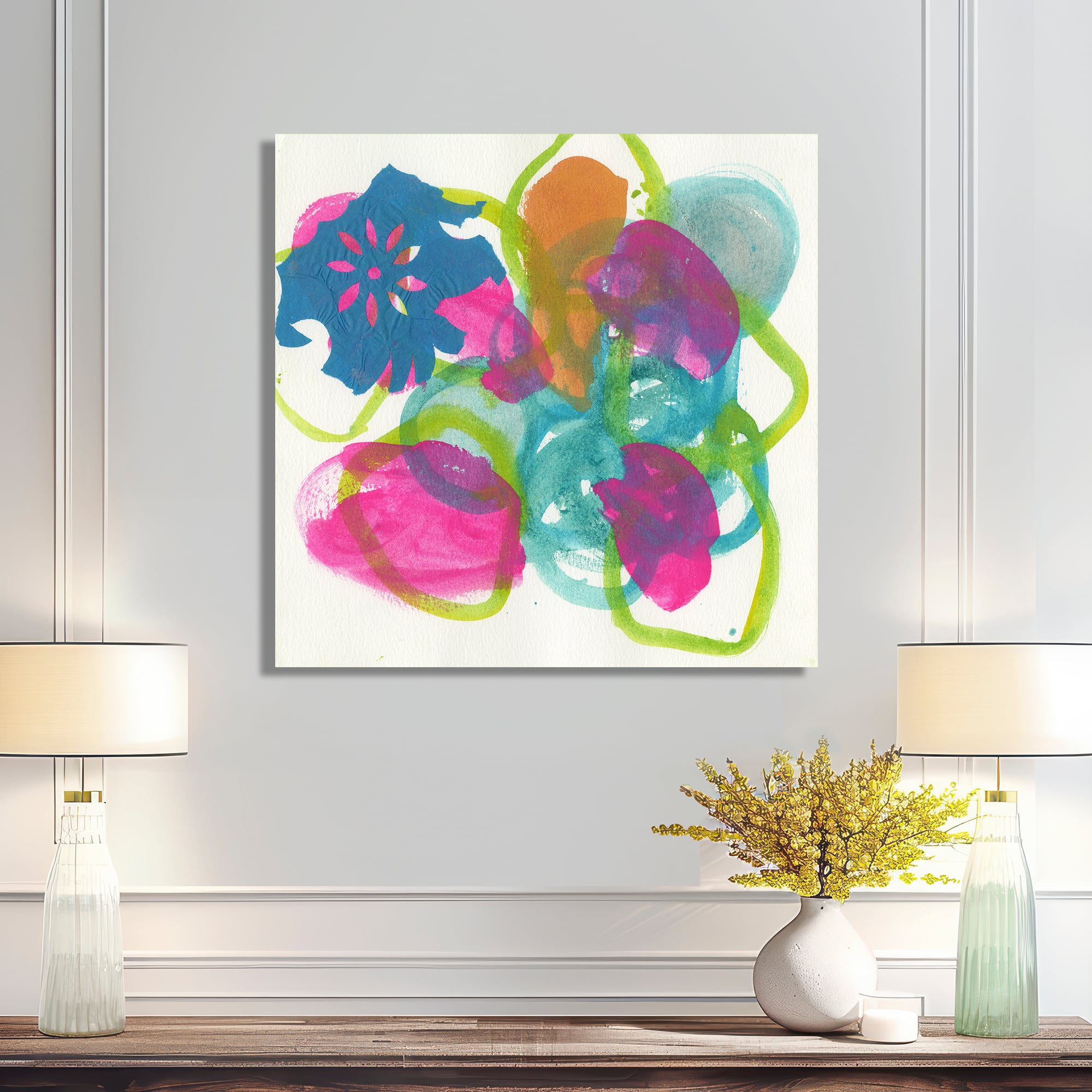 Designart - Fuchsia And Blue Scribble II