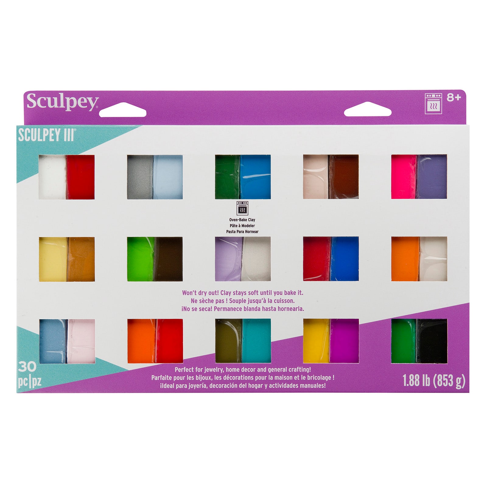 6 Packs: 30 ct. (180 total) 1oz. Sculpey III® Oven-Bake Clay Sampler