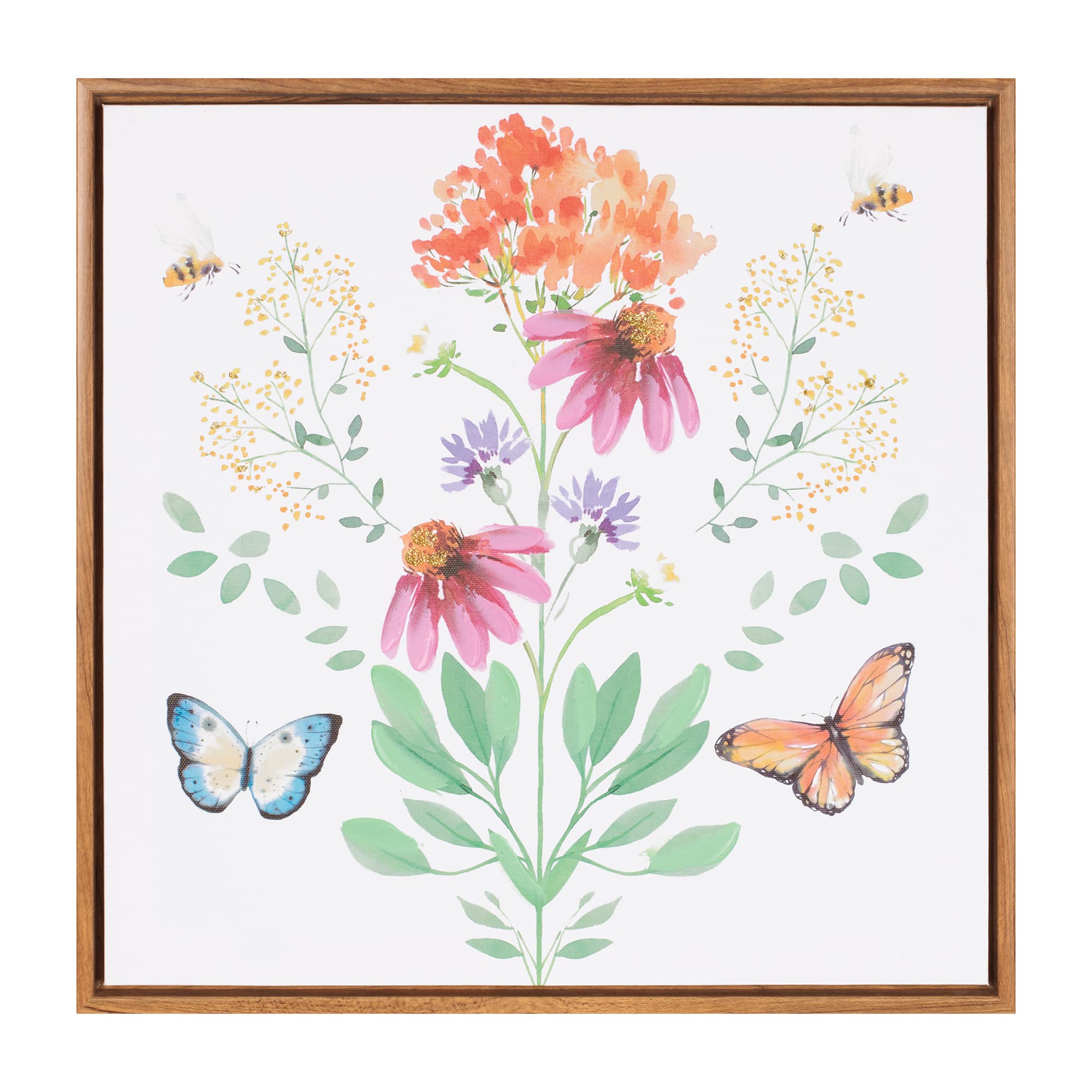 Melrose 15" x 15" Framed Floral & Butterfly Wall Art