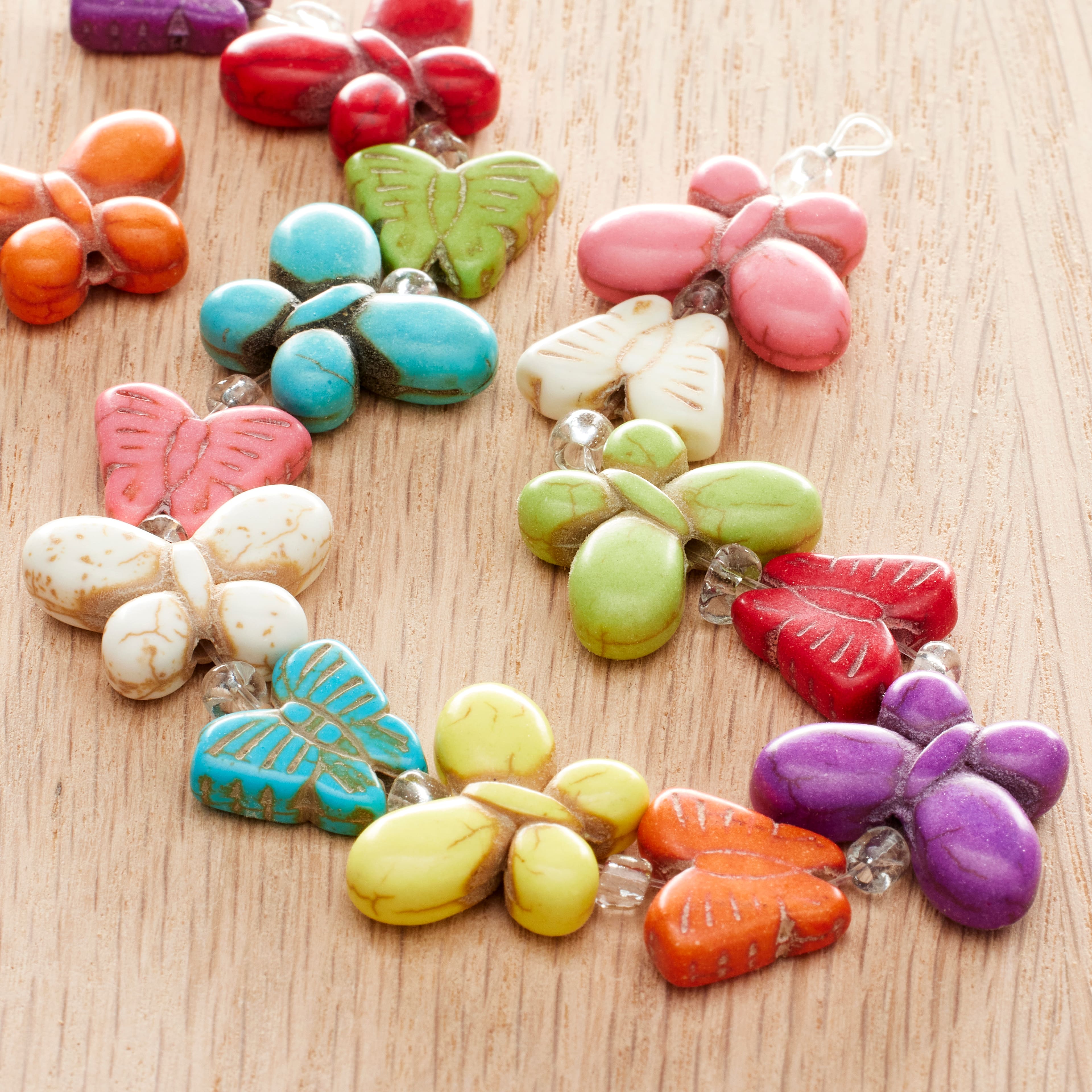 Multicolor Reconstituted Dyed Stone Butterfly Beads, 12mm by Bead Landing™