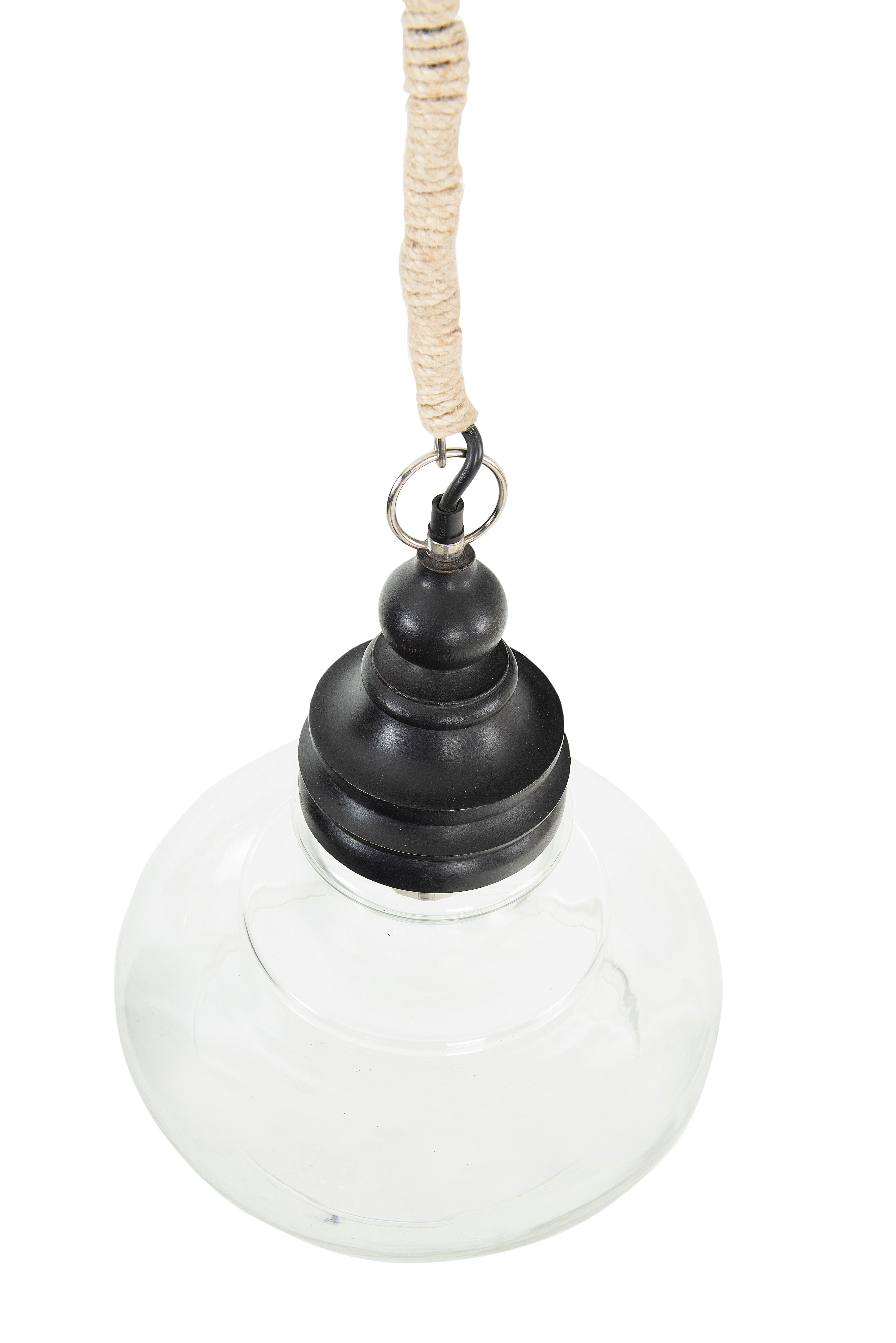 Hello Honey® 15" Glass & Mango Wood Pendant Light