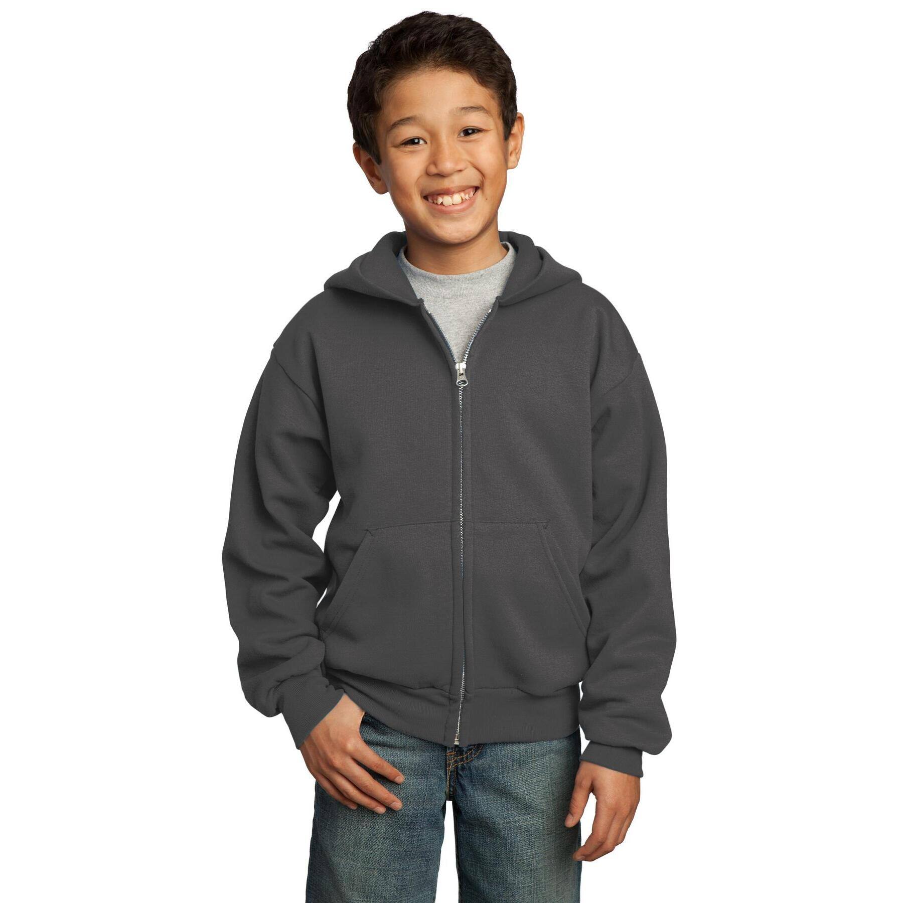 Port & Company® Youth Core Fleece Full-Zip Hooded Sweatshirt