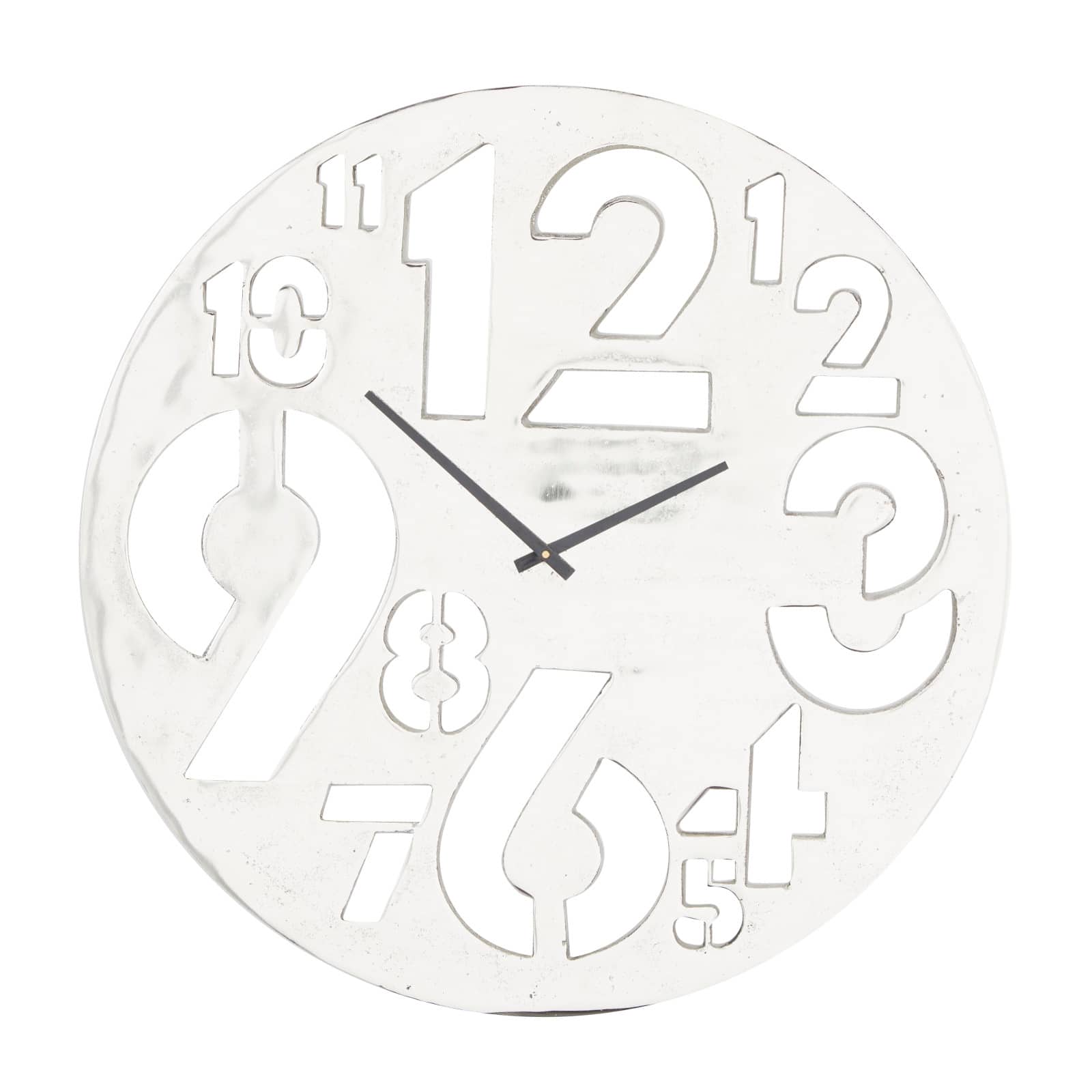 Silver Aluminum Contemporary Wall Clock, 24" x 24" x 2"