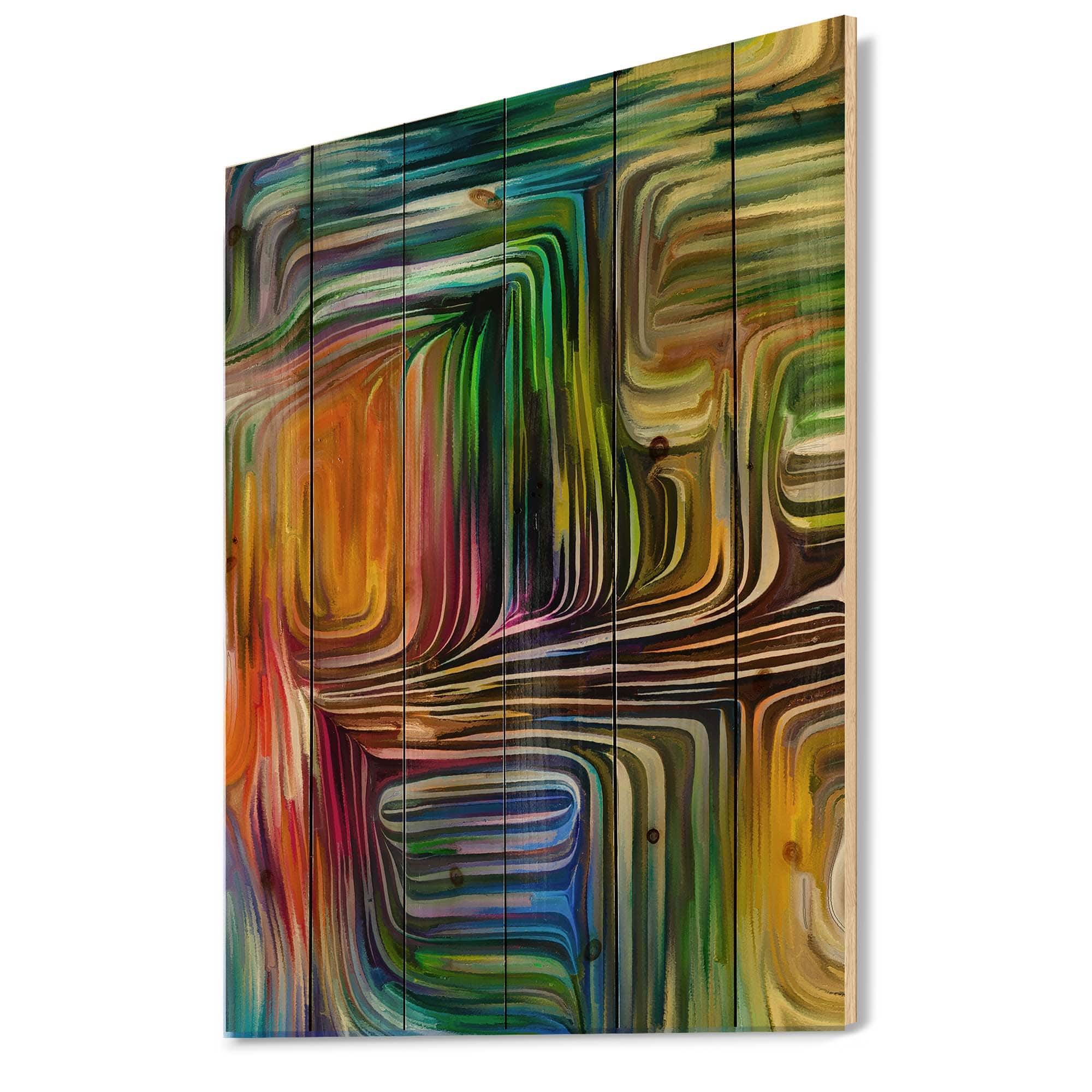 Designart - Colour Fusion III - Modern Print on Natural Pine Wood