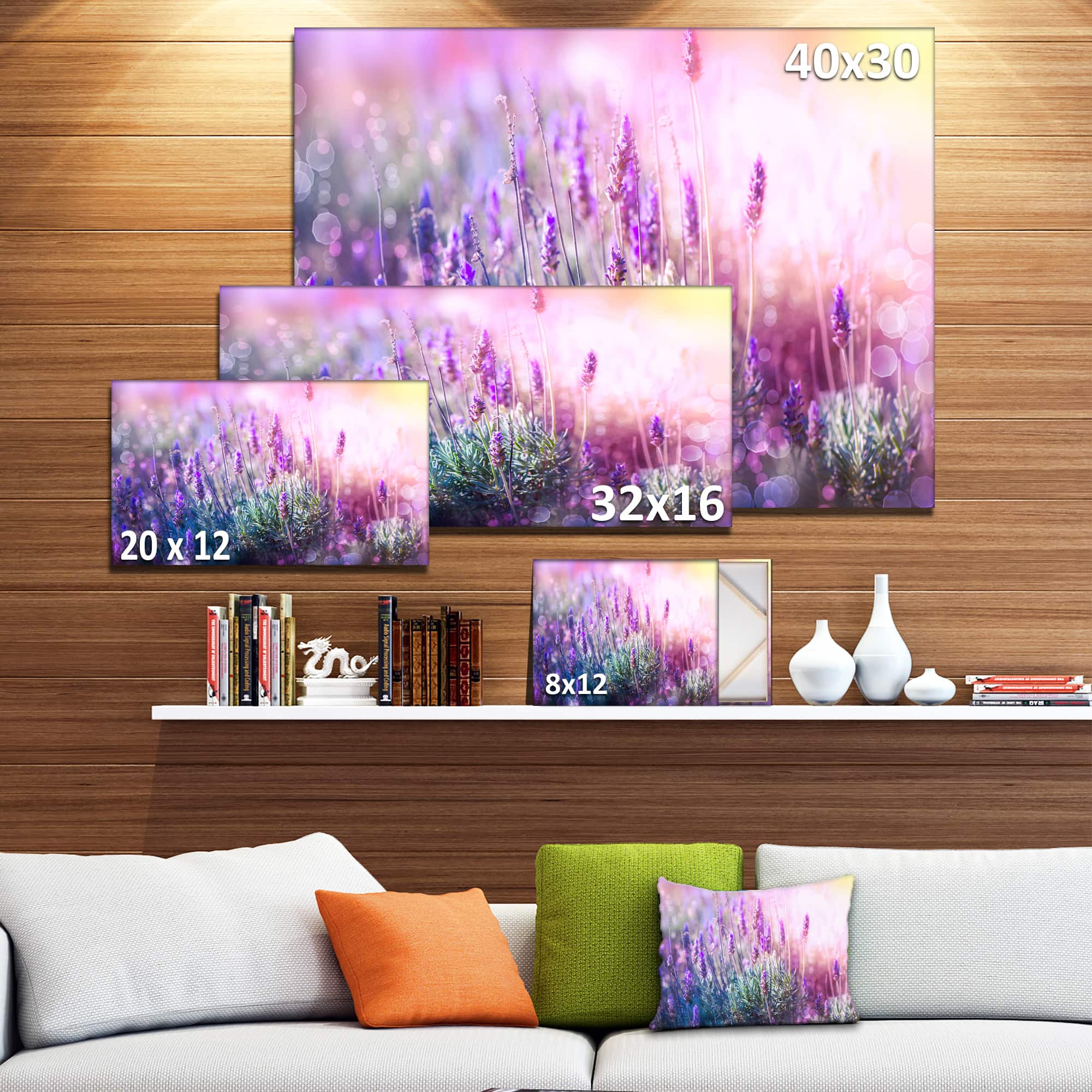 Designart - Growing and Blooming Lavender - Floral Canvas Art print