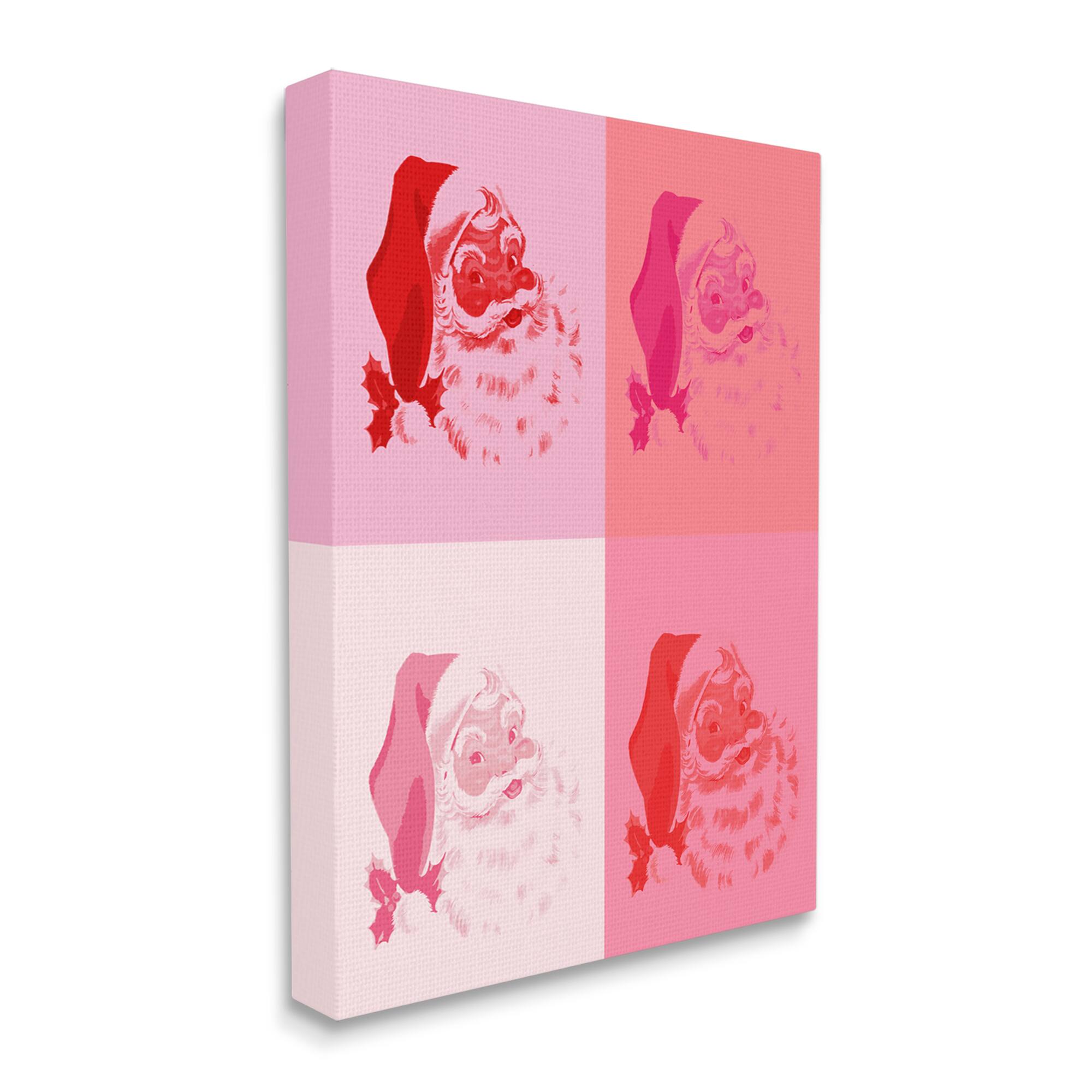Stupell Industries Pop Style Pink Santa Claus Canvas Wall Art