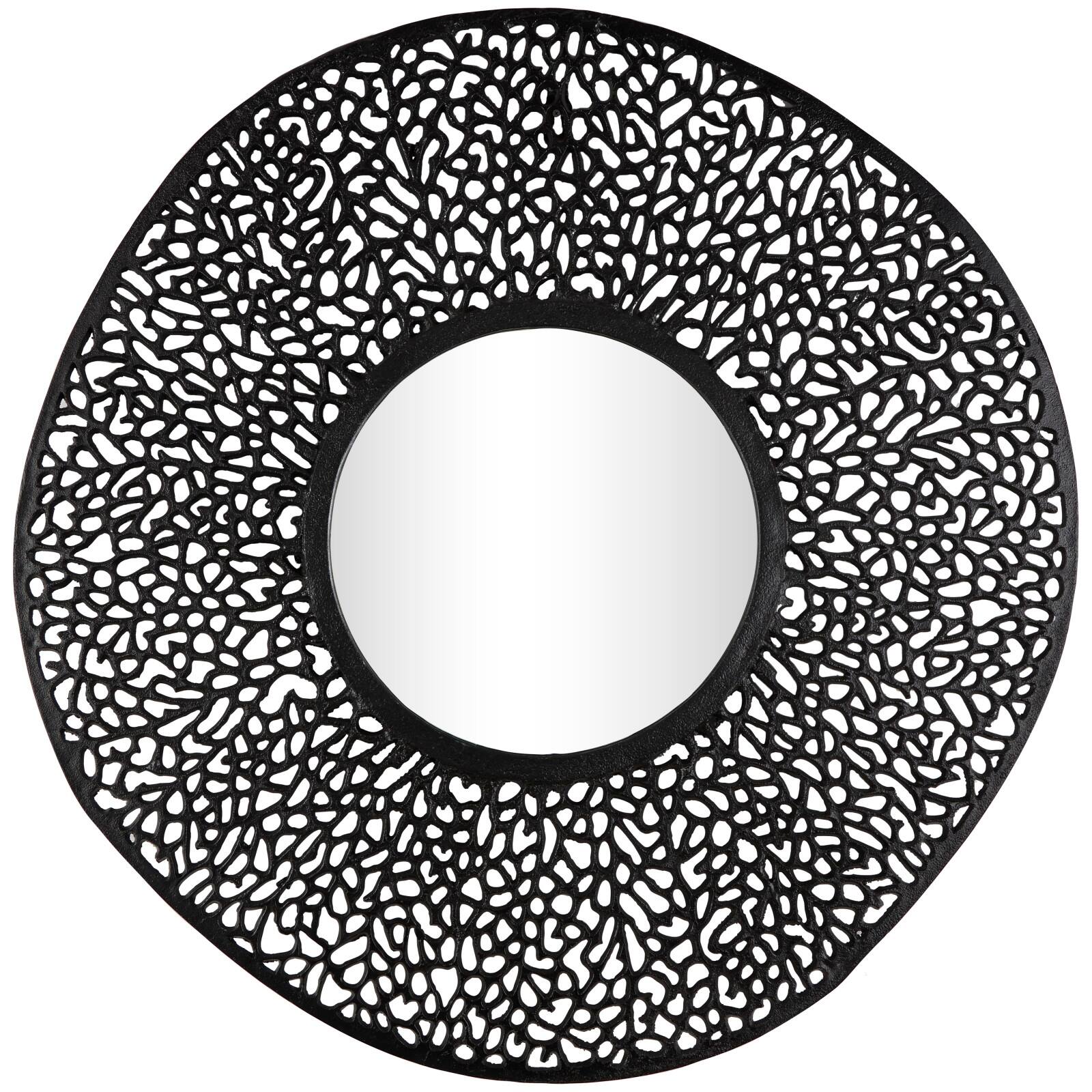 45" Black Abstract Aluminum Wall Mirror with Open Lattice Frame