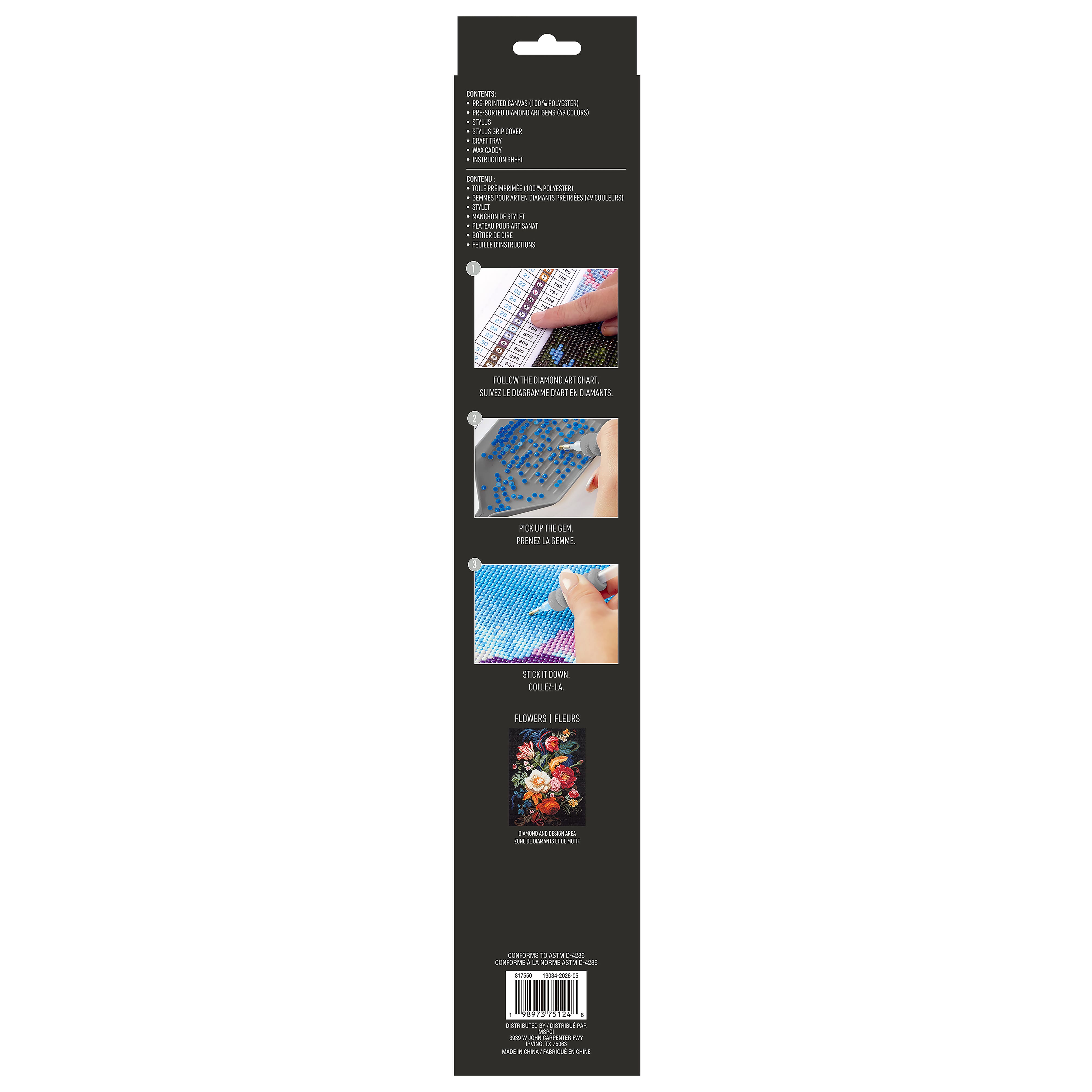 16" x 20" Dark Flowers Diamond Art Kit by Make Market®
