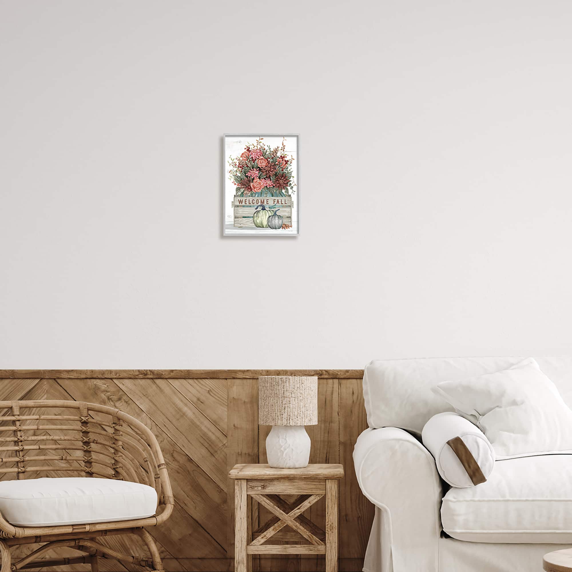 Stupell Industries Welcome Fall Seasonal Blooms Framed Giclee Art