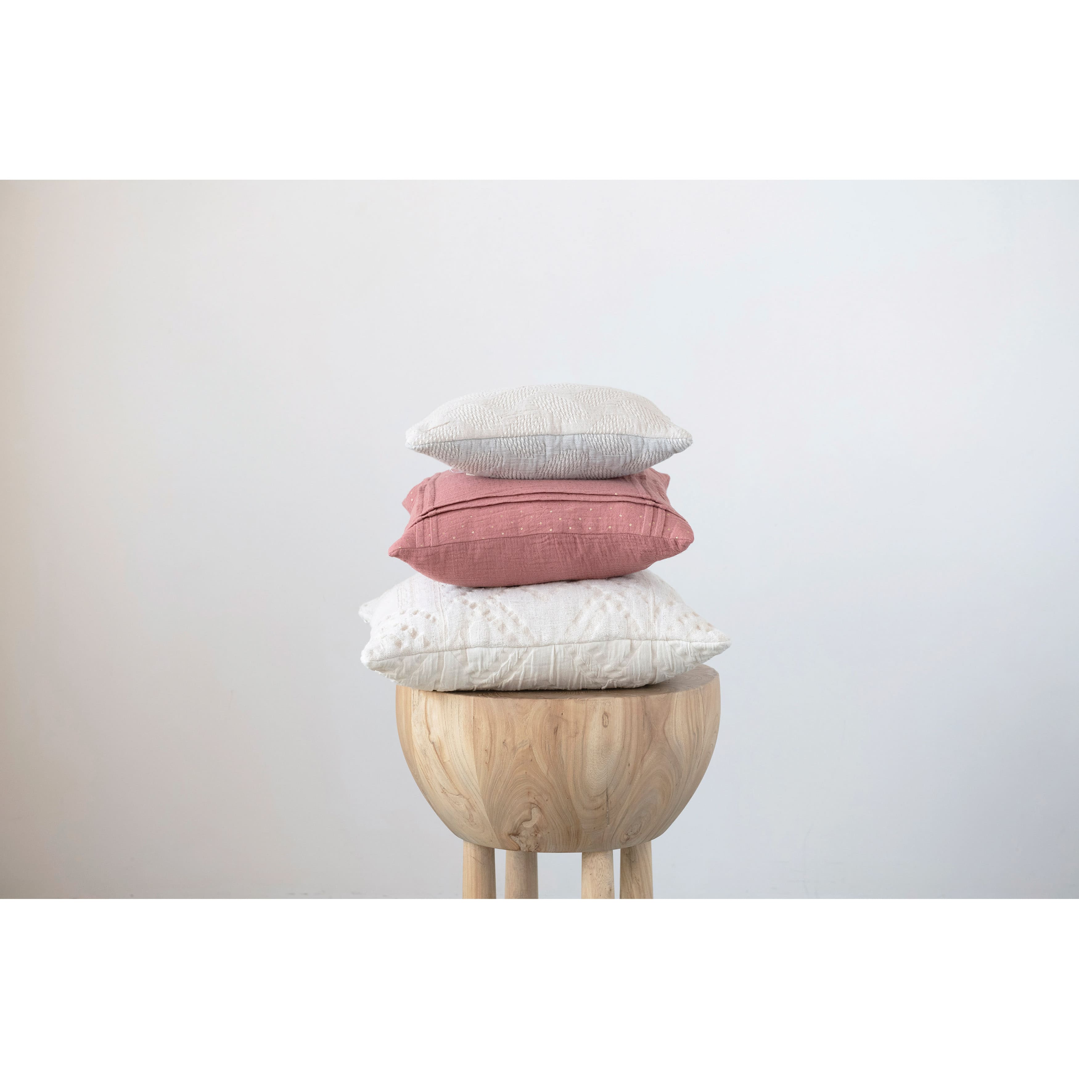 Hello Honey® Rose with Gold Foil Dots Double Cloth Pleated Cotton Pillow