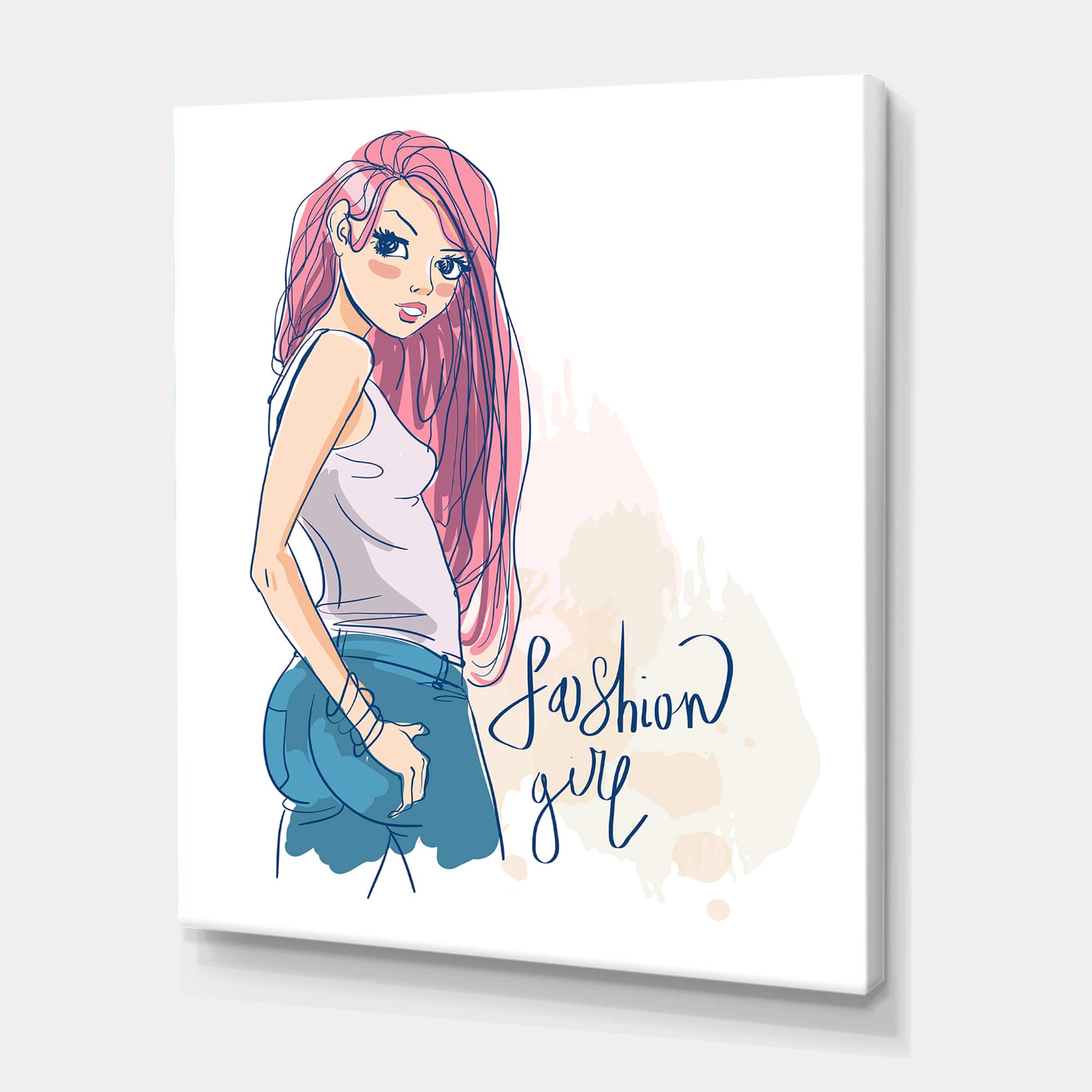 Designart - Trendy Fashion Girl I - Children's Art Canvas Wall Art Print