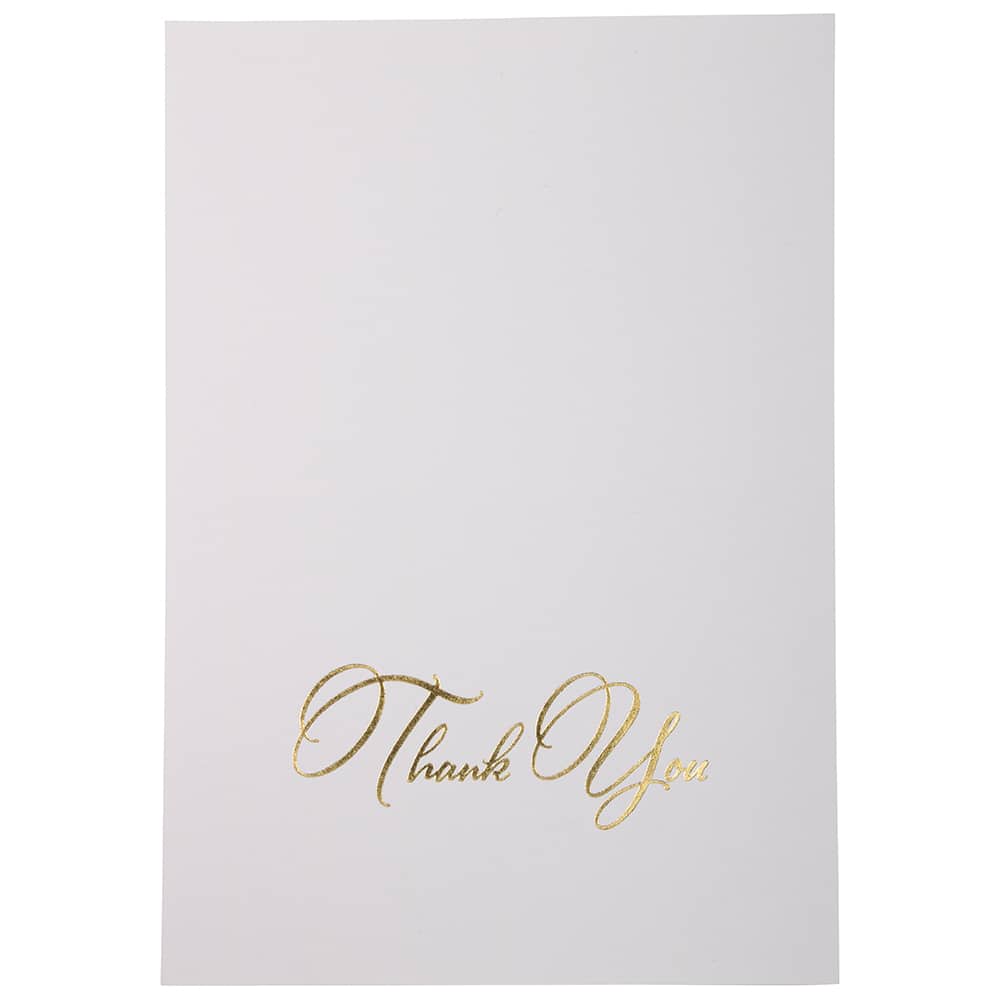 JAM Paper 4.875" x 3.375" Bright White with Gold Script Thank You Cards & Envelopes Set